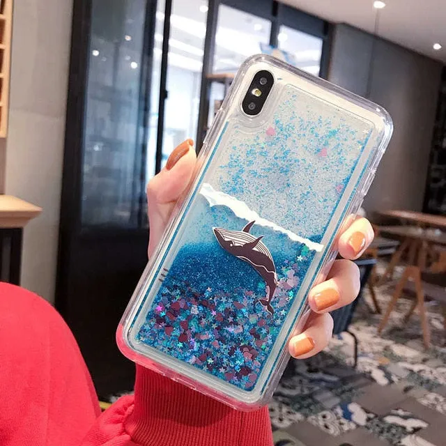 Quicksand Liquid Dynamic whale Phone Case For Xiaomi Redmi K20 9T Note 7 6 5 8 pro 7A 6A 5A Plus 4 4X 8A A2 Lite soft Case Cover