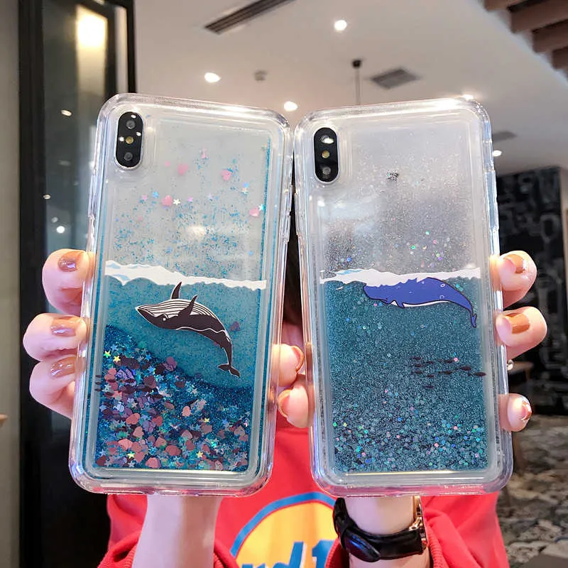 Quicksand Liquid Dynamic whale Phone Case For Xiaomi Redmi K20 9T Note 7 6 5 8 pro 7A 6A 5A Plus 4 4X 8A A2 Lite soft Case Cover