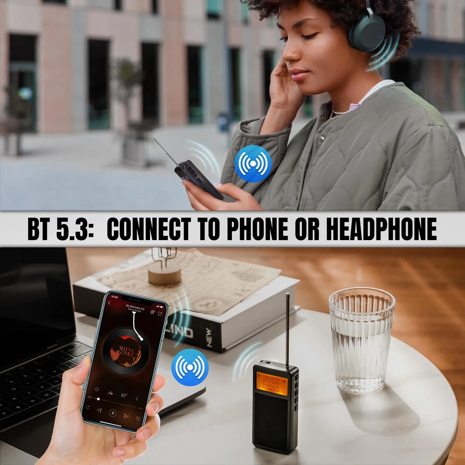 Raddy RF205 Portable FM Radio | BT 5.3| FM-to-BT Signal Output | Pocket Mini | Type-C Charging | Alarm Clock