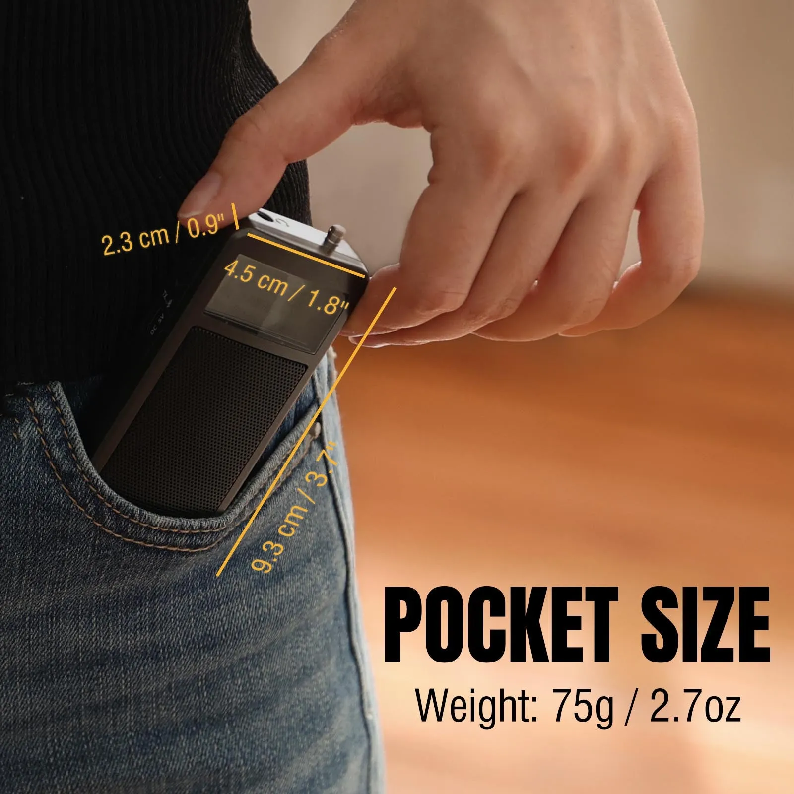 Raddy RF205 Portable FM Radio | BT 5.3| FM-to-BT Signal Output | Pocket Mini | Type-C Charging | Alarm Clock