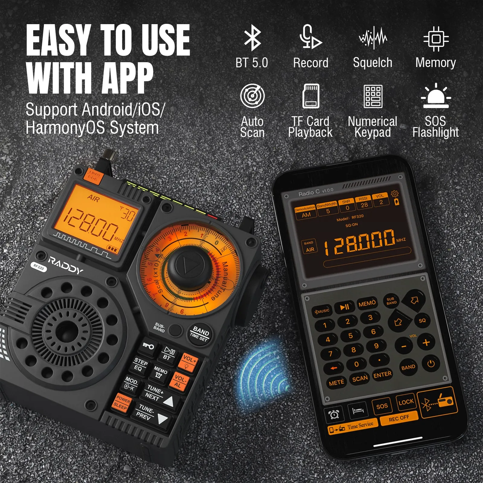 Raddy RF320 Shortwave Radio | FM/AM/SW/VHF/WB/AIR | Remote Control | Bluetooth 5.0