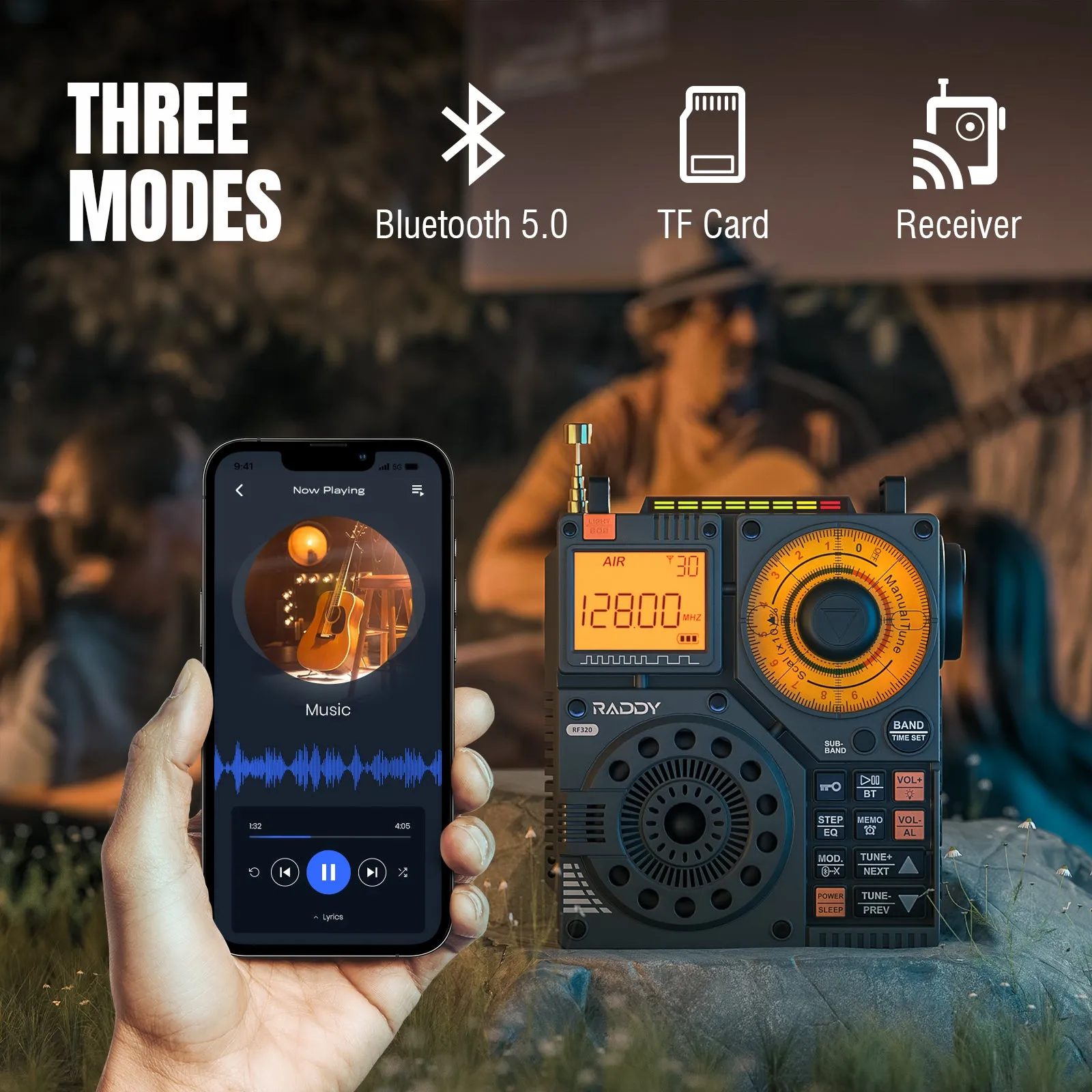 Raddy RF320 Shortwave Radio | FM/AM/SW/VHF/WB/AIR | Remote Control | Bluetooth 5.0