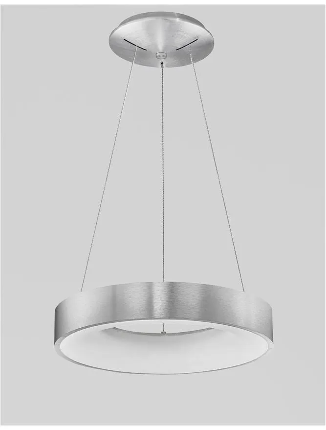 RAN Brushed Silver Aluminium & Acrylic Dimmable Warm Light Ring Pendant Small - ID 10426