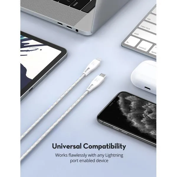 RAVPower Type-C to Lightning Cable 2m Nylon White-G3MV