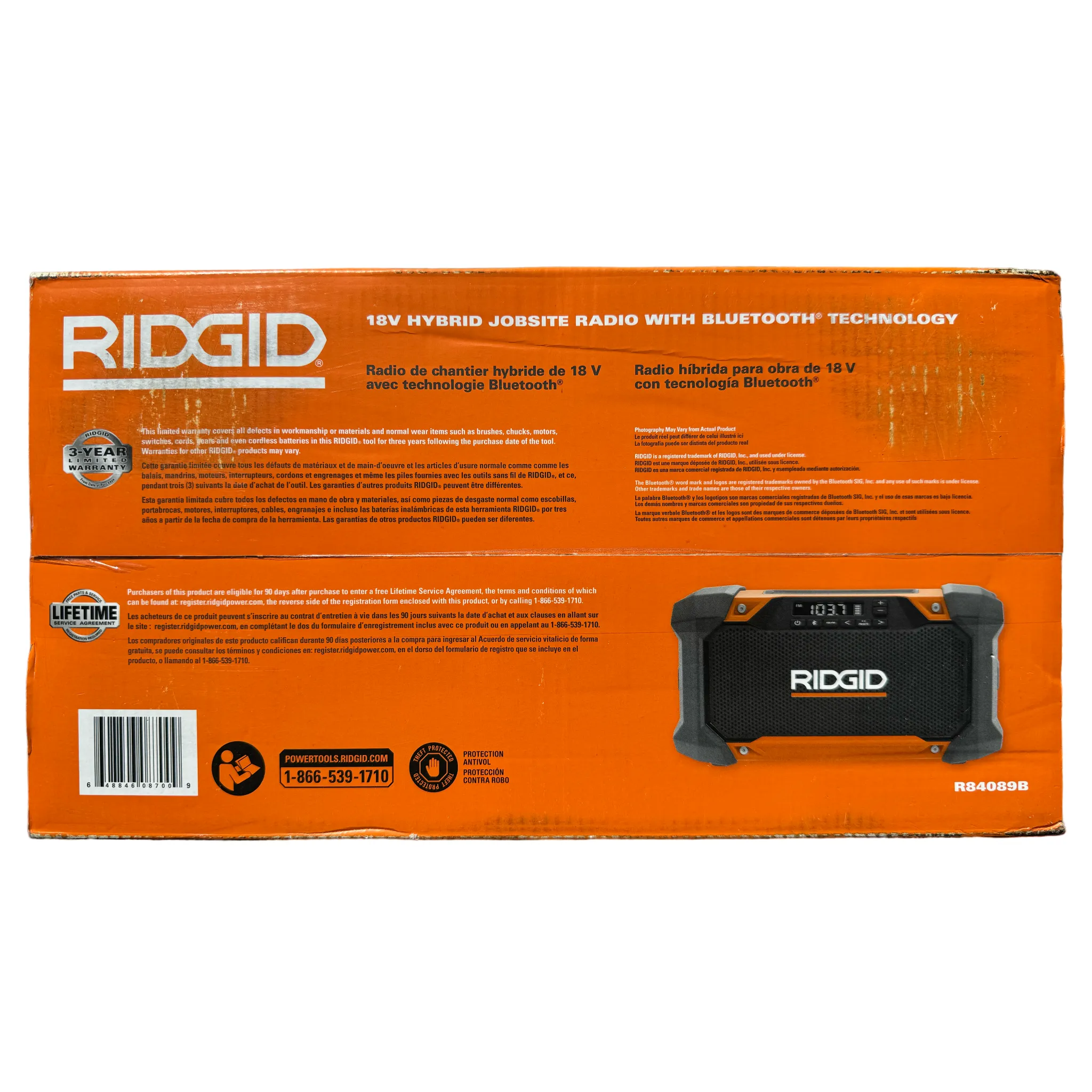 RIDGID 18V Hybrid Jobsite Radio with Bluetooth Technology (Tool Only)