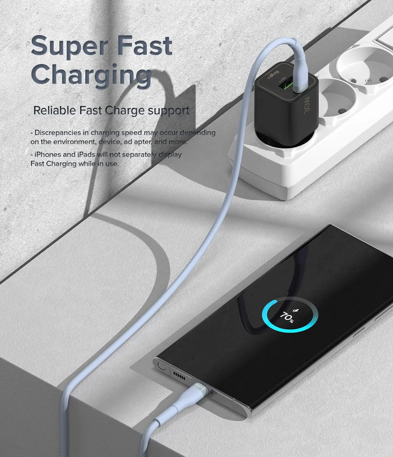 Ringke Fast Charging Pastel Cable USB Type-C to Type-C - Blue (2m)