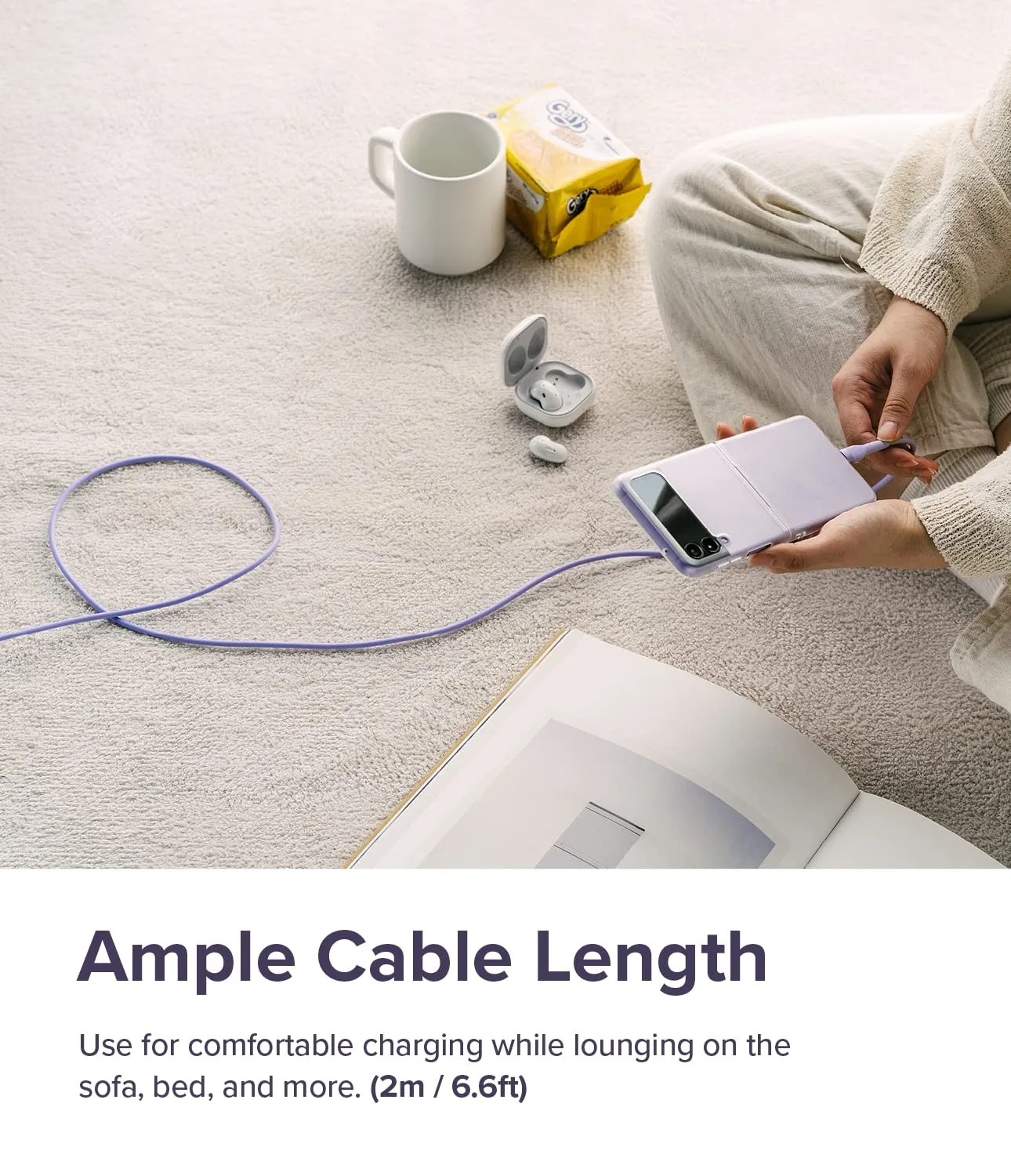 Ringke Fast Charging Pastel Cable USB Type-C to Type-C - Purple (2m)