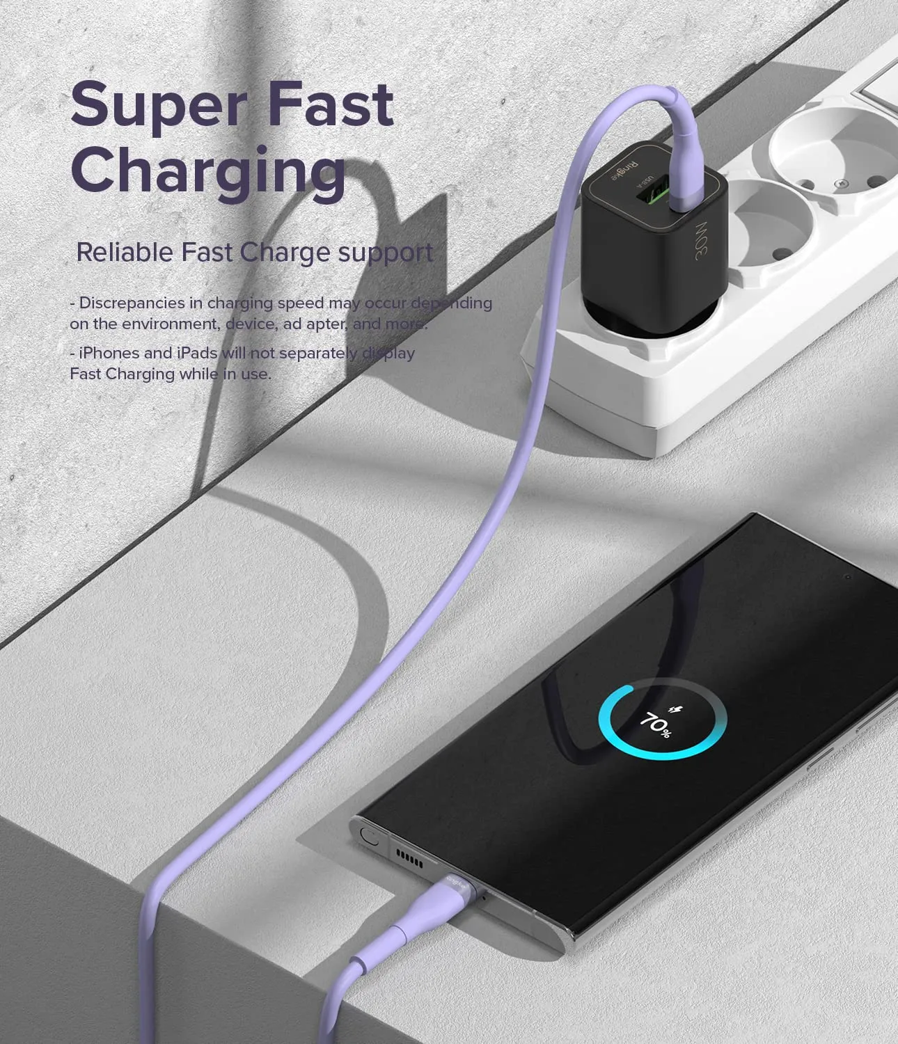 Ringke Fast Charging Pastel Cable USB Type-C to Type-C - Purple (2m)
