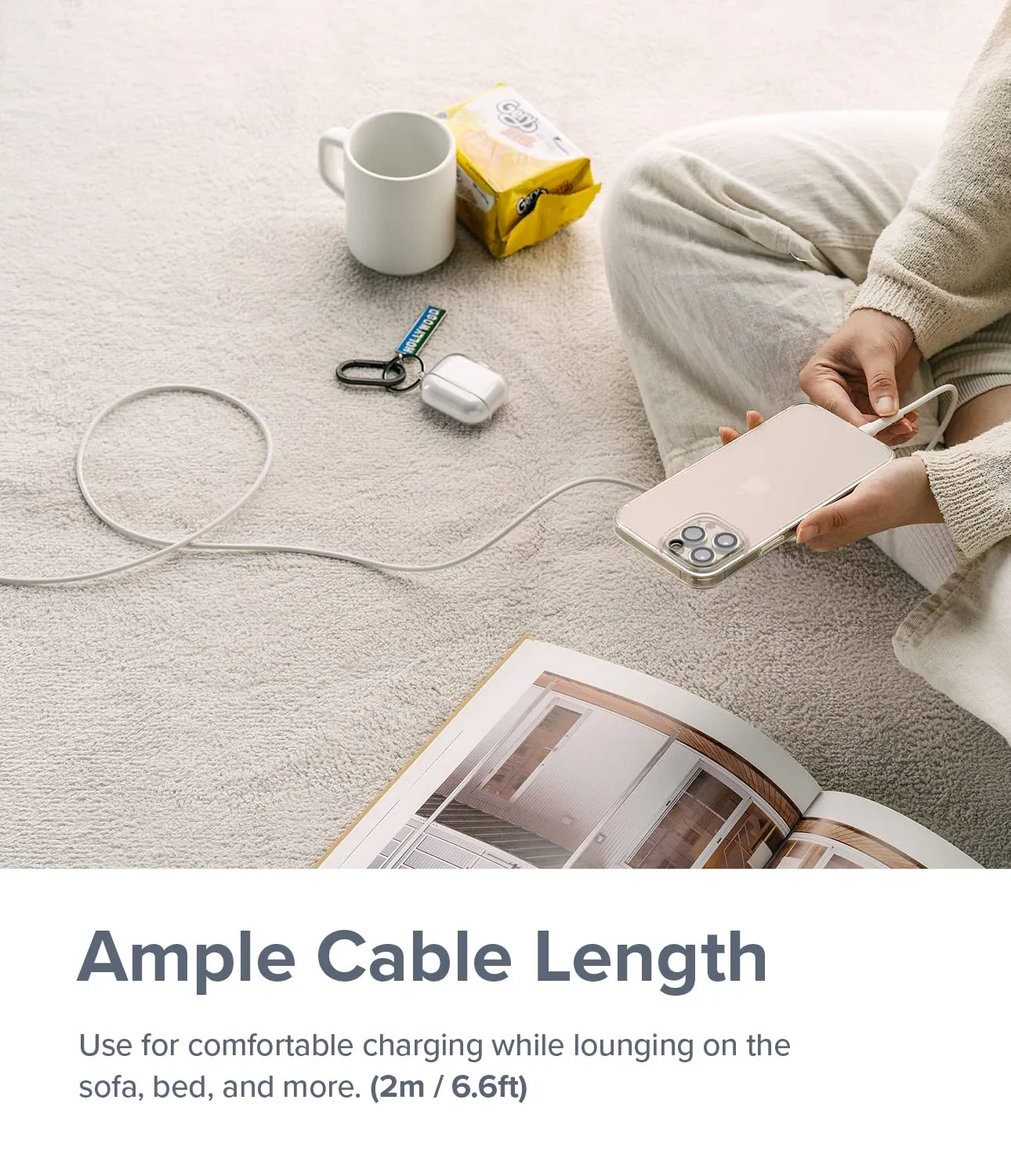Ringke Fast Charging Pastel Cable USB Type-C to Type-C - White (2m)