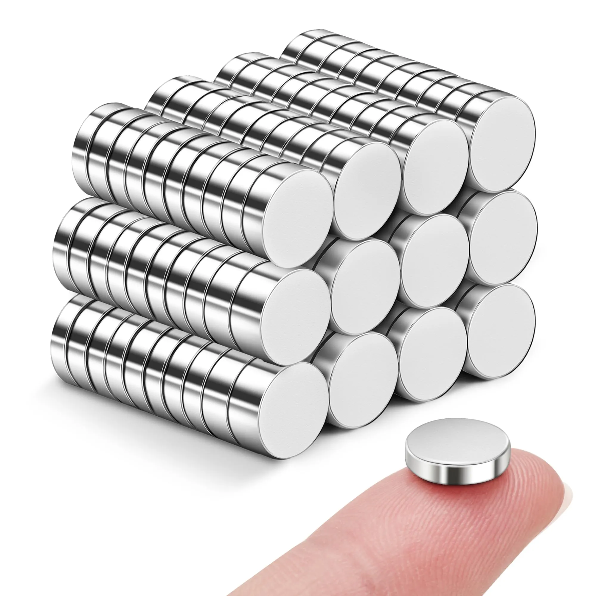 SMARTAKE 120 Pcs Refrigerator Magnets, 10x2.6mm Small Round Fridge Magnets, Multi-Use Premium Neodymium Office Magnets for Fridge, Whiteboard, Billboard in Home, Kitchen, Office and School (Silver)