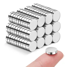 SMARTAKE 120 Pcs Refrigerator Magnets, 10x2.6mm Small Round Fridge Magnets, Multi-Use Premium Neodymium Office Magnets for Fridge, Whiteboard, Billboard in Home, Kitchen, Office and School (Silver)
