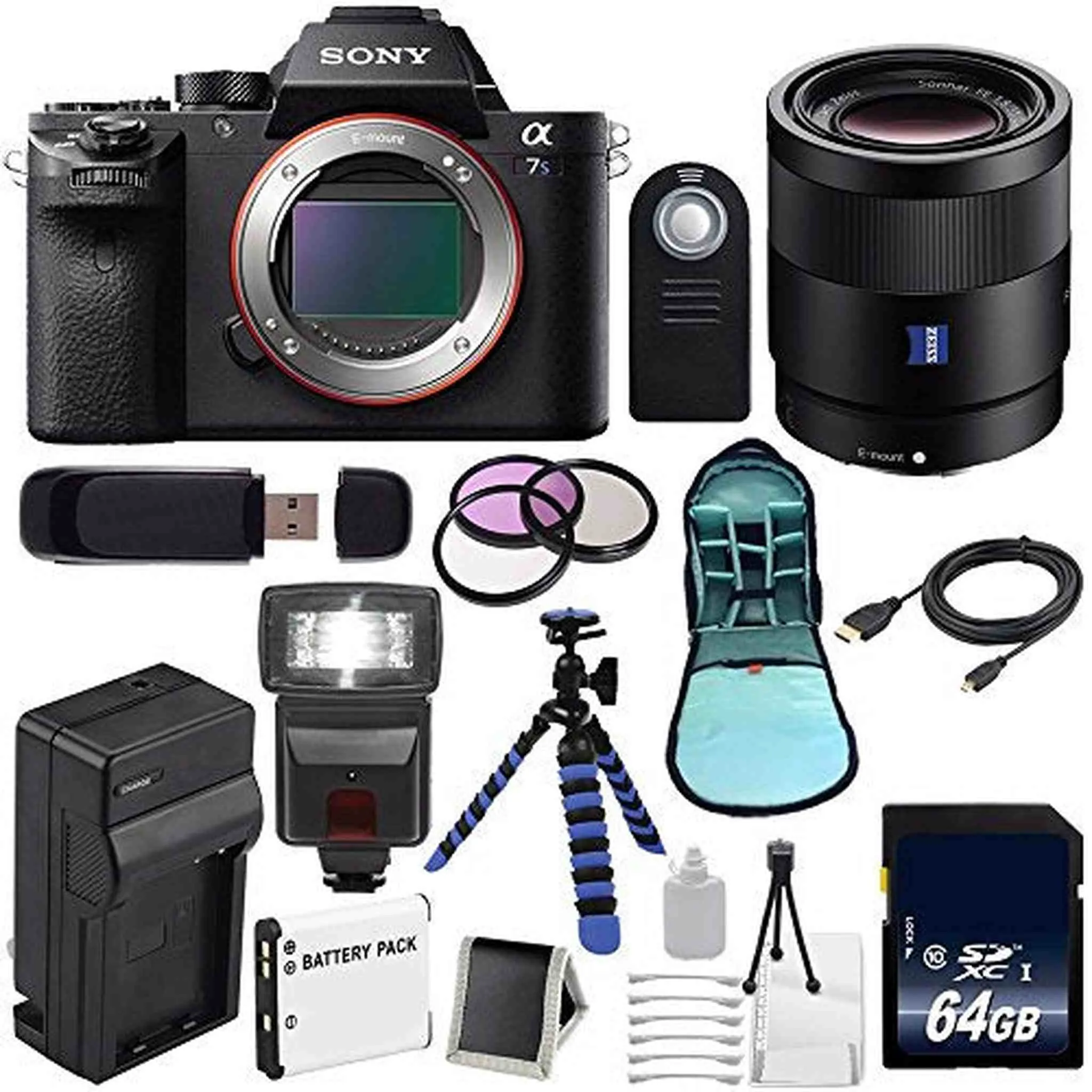 Sony Alpha a7S II a7S Mark II a7SII ILCE7SM2/B Mirrorless Digital Camera (International Model)   Sony Sonnar T FE 55mm Lens Ultimate Bundle