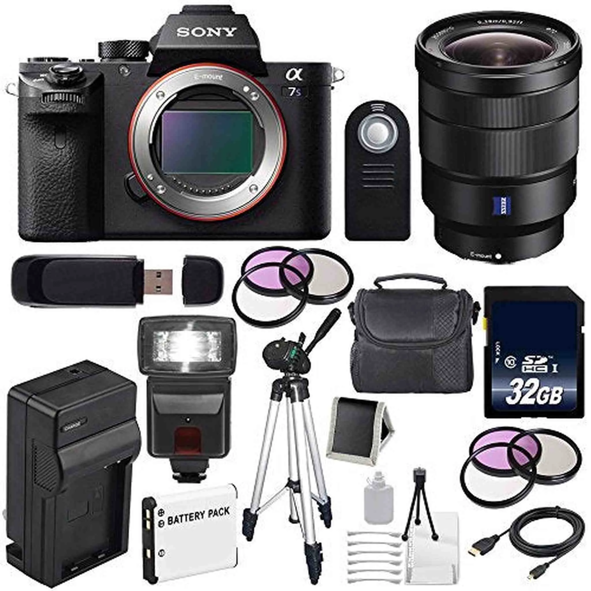 Sony Alpha a7S II a7S Mark II a7SII ILCE7SM2/B Mirrorless Digital Camera (International Model)   Vario-Tessar T FE 16-35 Lens Starter Bundle