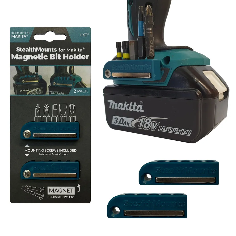 Stealthmounts Magnetic Bit Holders - 2 Pack - BH-MK-BLU-2 - To Fit Makita LXT XGT