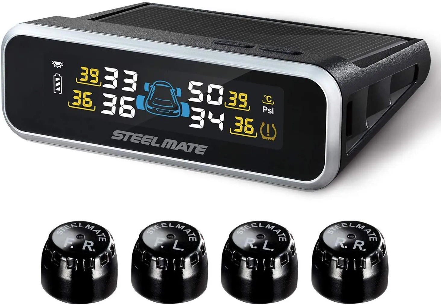 STEEL MATE Wireless TPMS Monitor Solar Power Tire Pressure Monitoring System