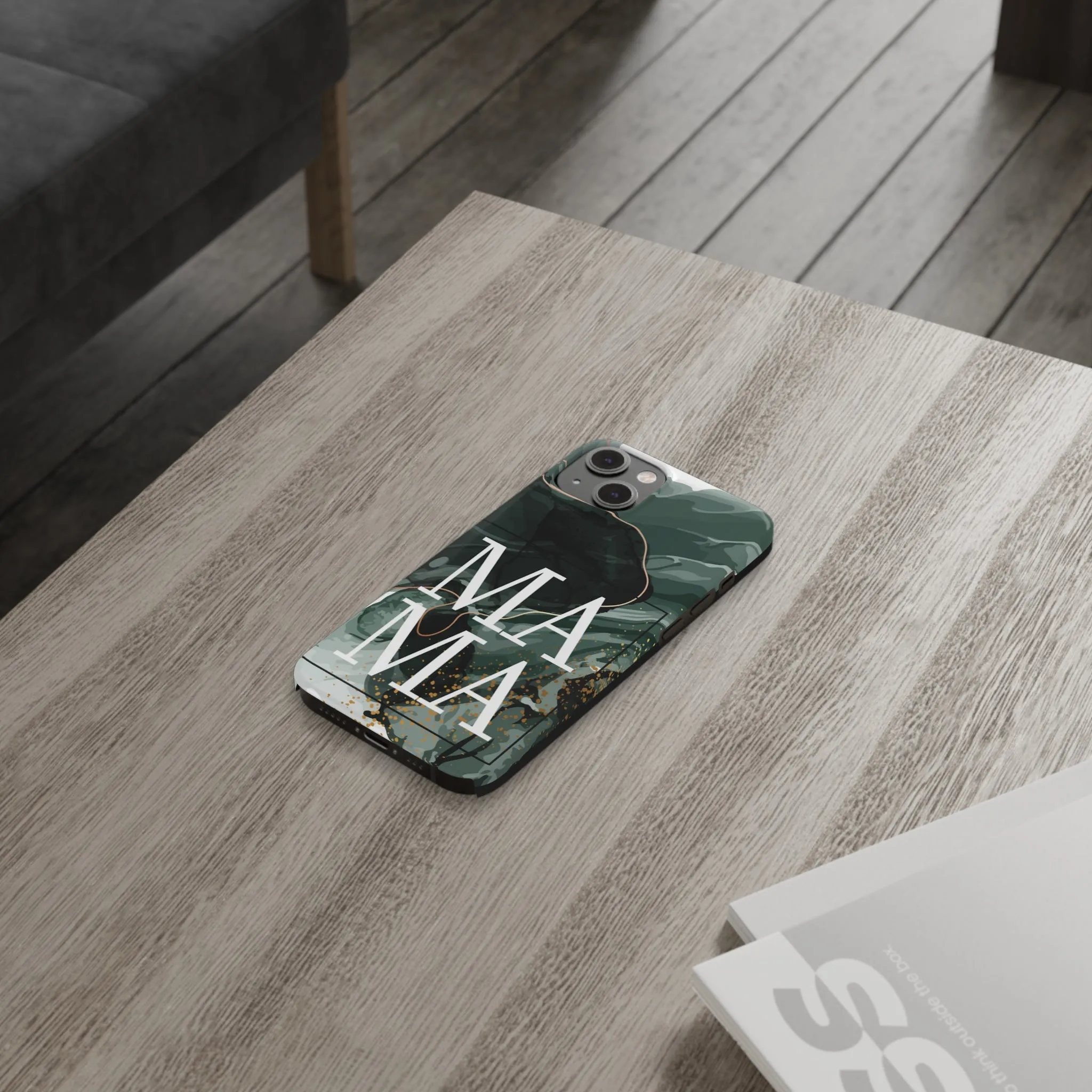 Stylish 'Mama' Black and White Marble Cell Phone Case - Elegant Protective Cover for Moms