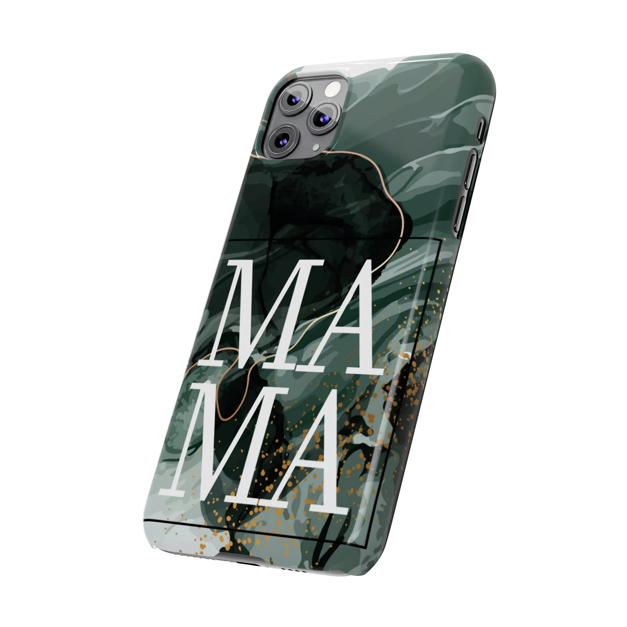 Stylish 'Mama' Black and White Marble Cell Phone Case - Elegant Protective Cover for Moms