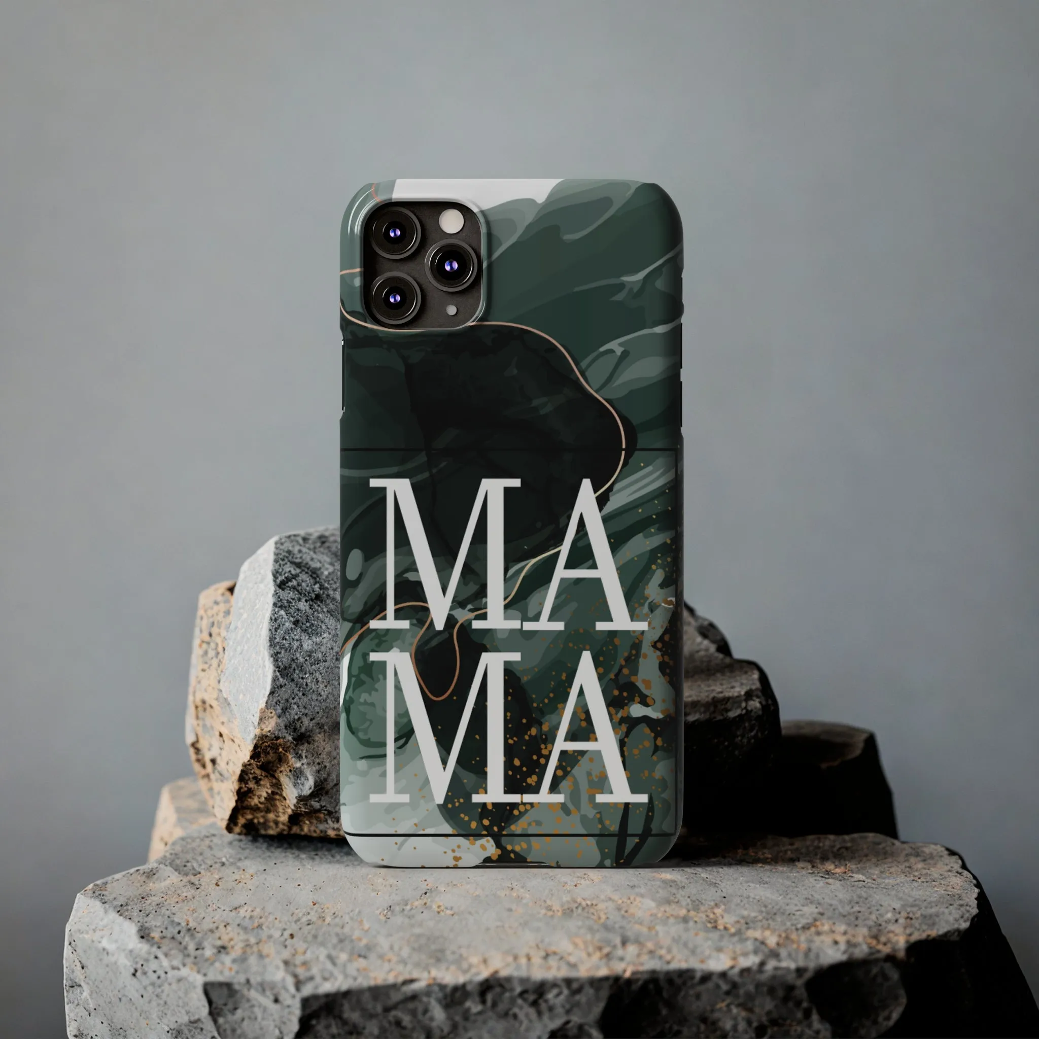 Stylish 'Mama' Black and White Marble Cell Phone Case - Elegant Protective Cover for Moms