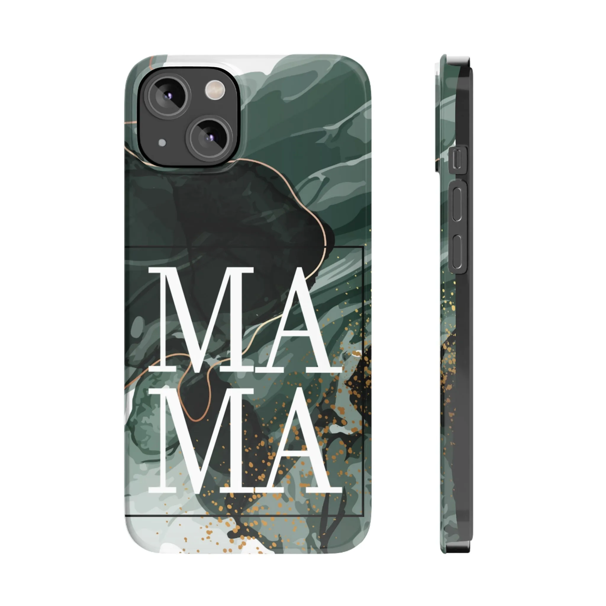 Stylish 'Mama' Black and White Marble Cell Phone Case - Elegant Protective Cover for Moms