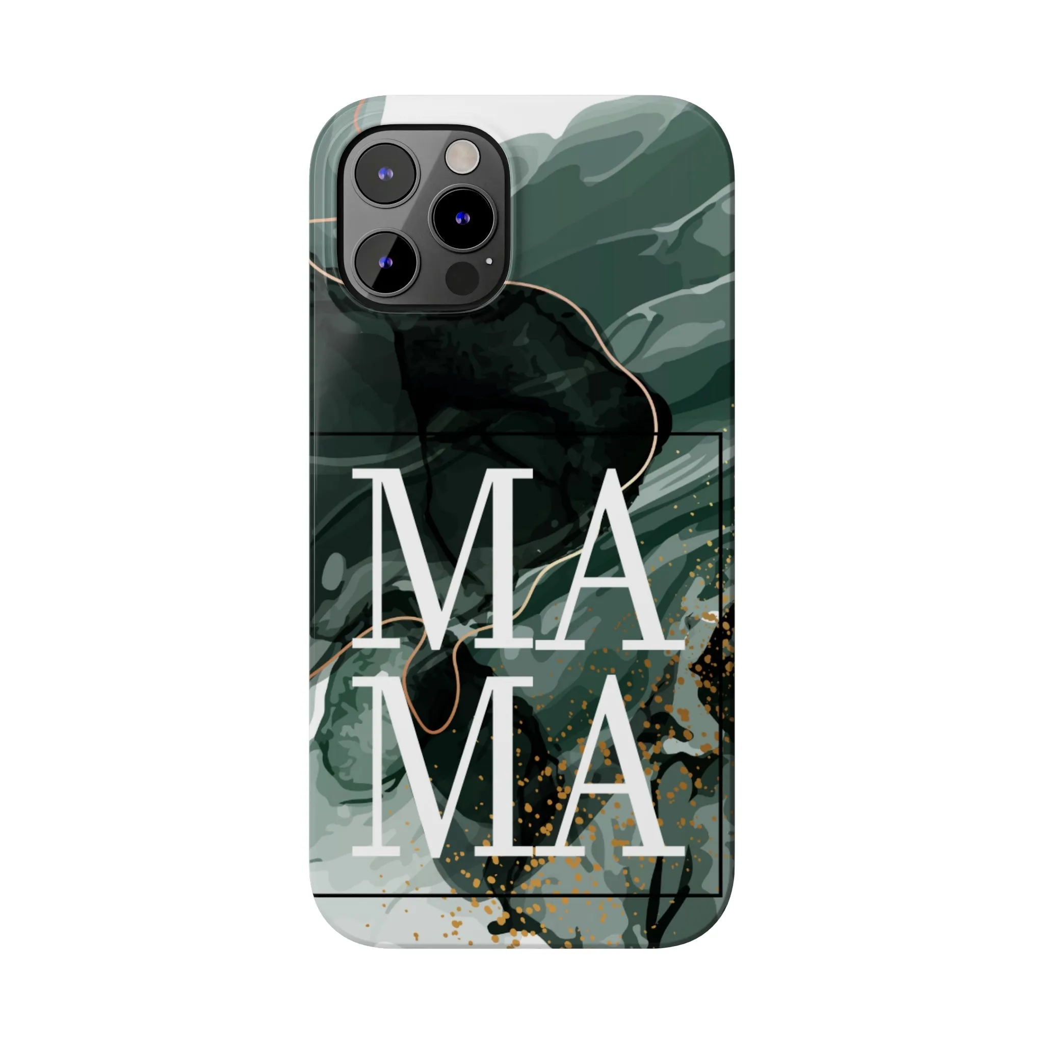 Stylish 'Mama' Black and White Marble Cell Phone Case - Elegant Protective Cover for Moms