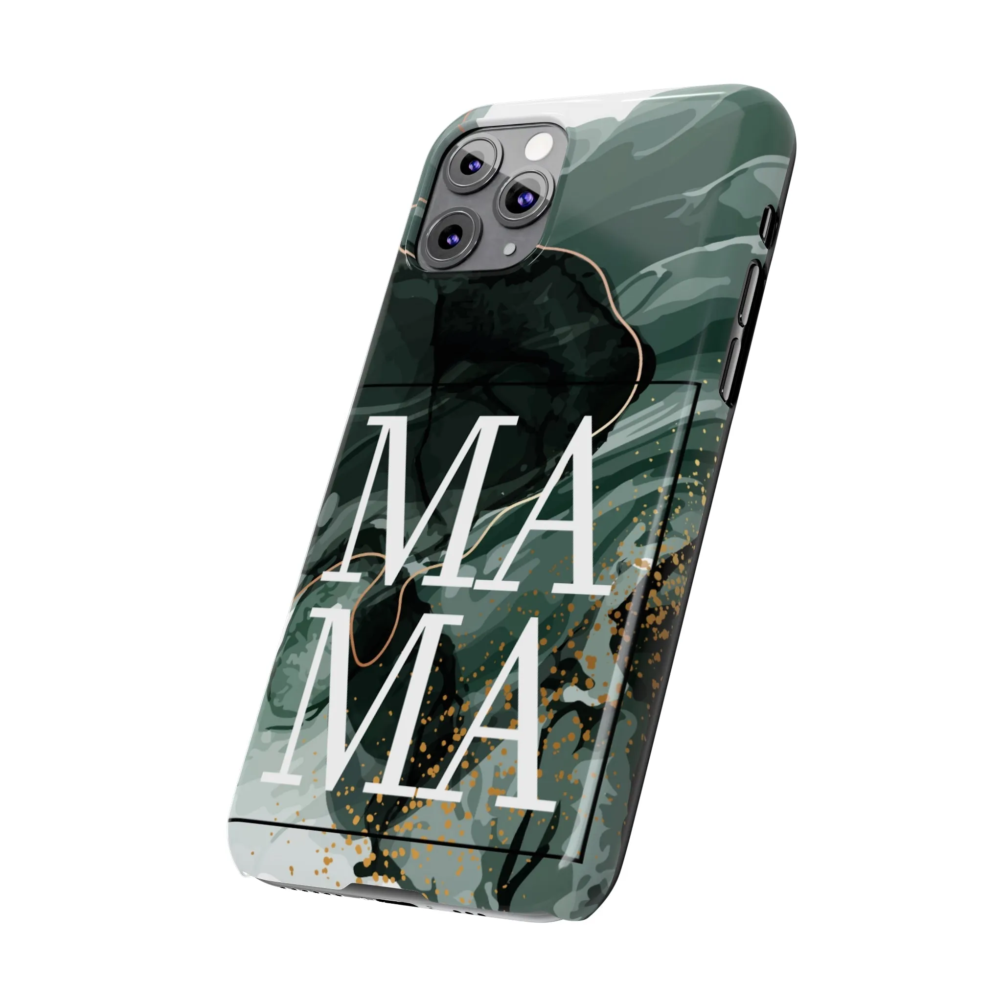 Stylish 'Mama' Black and White Marble Cell Phone Case - Elegant Protective Cover for Moms