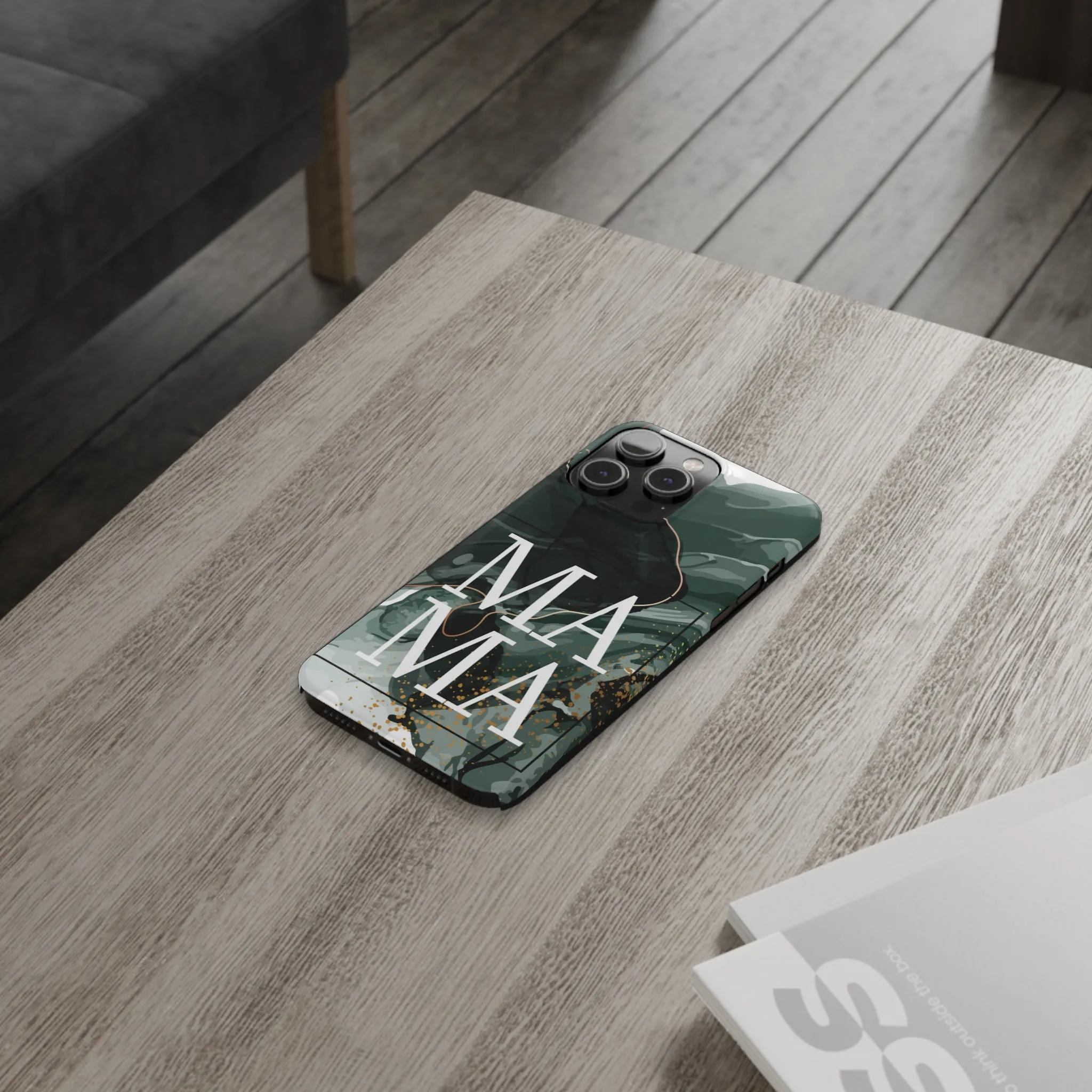 Stylish 'Mama' Black and White Marble Cell Phone Case - Elegant Protective Cover for Moms