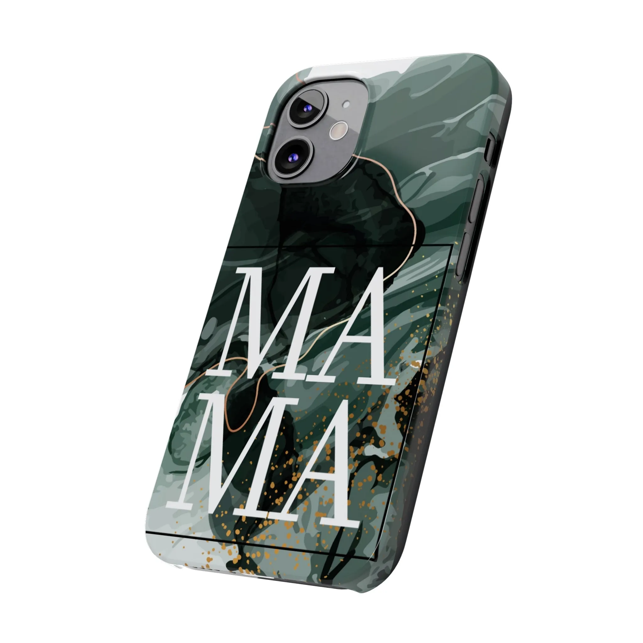 Stylish 'Mama' Black and White Marble Cell Phone Case - Elegant Protective Cover for Moms