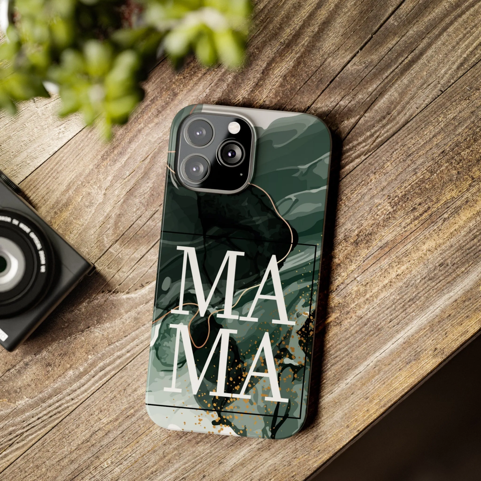 Stylish 'Mama' Black and White Marble Cell Phone Case - Elegant Protective Cover for Moms