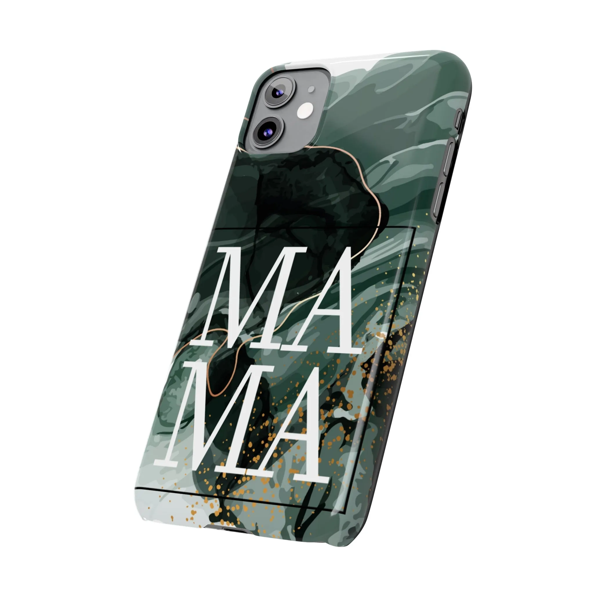 Stylish 'Mama' Black and White Marble Cell Phone Case - Elegant Protective Cover for Moms