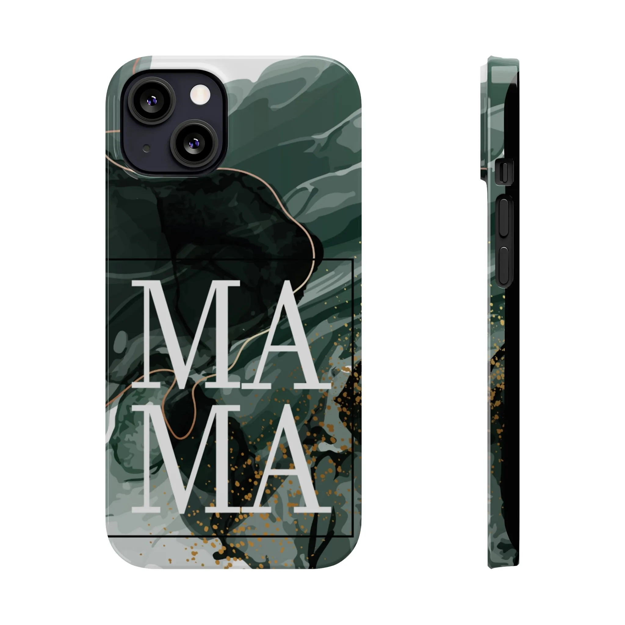 Stylish 'Mama' Black and White Marble Cell Phone Case - Elegant Protective Cover for Moms