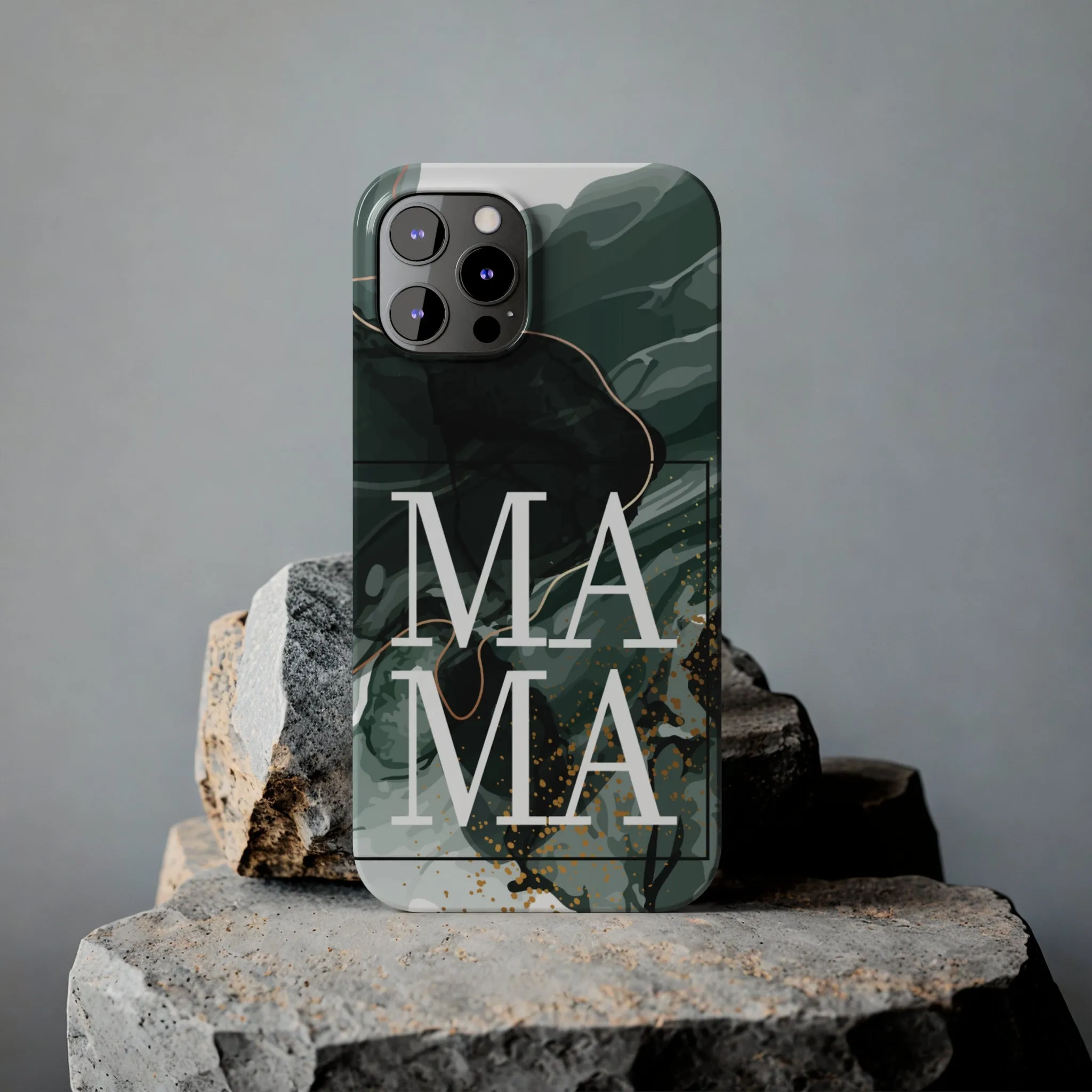 Stylish 'Mama' Black and White Marble Cell Phone Case - Elegant Protective Cover for Moms