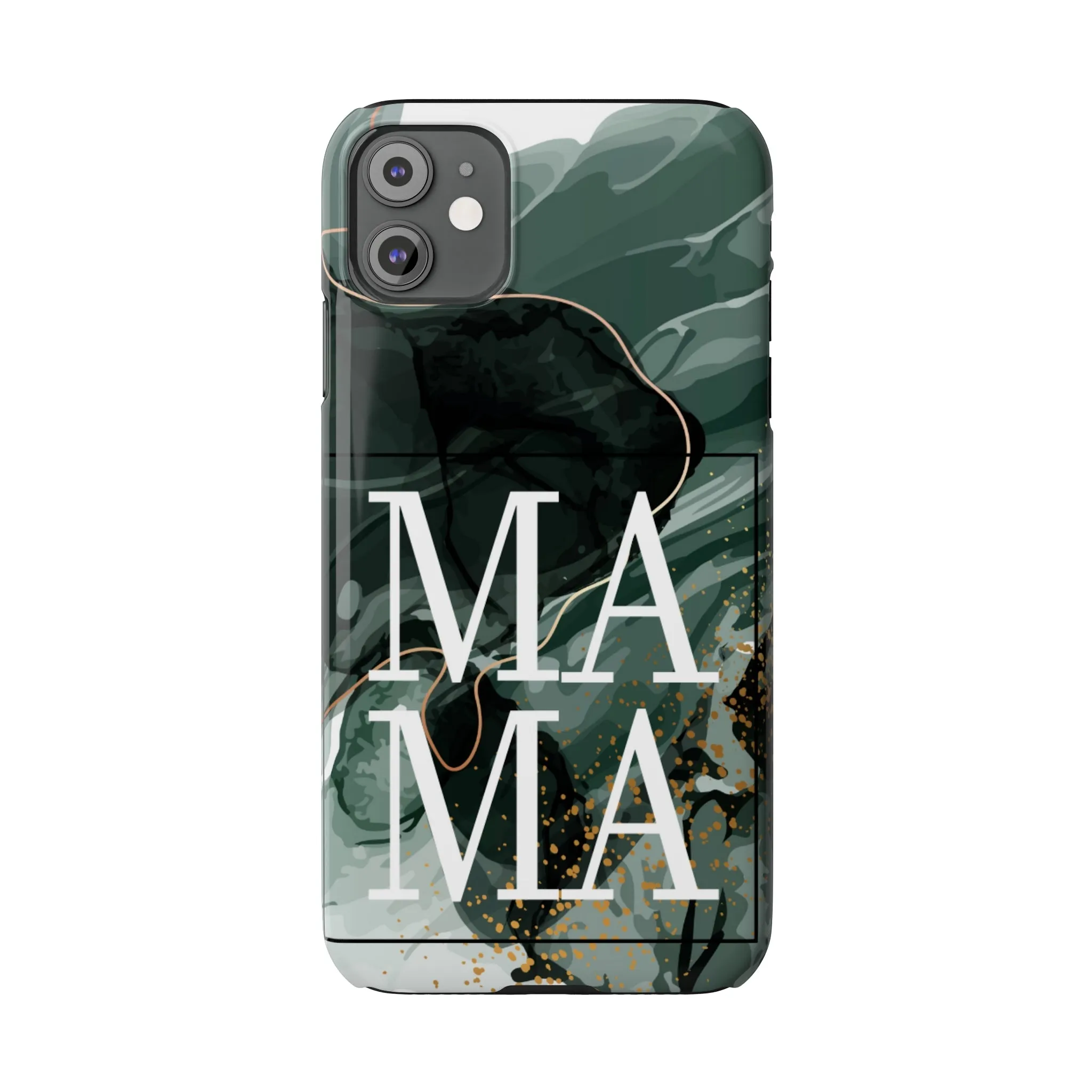 Stylish 'Mama' Black and White Marble Cell Phone Case - Elegant Protective Cover for Moms