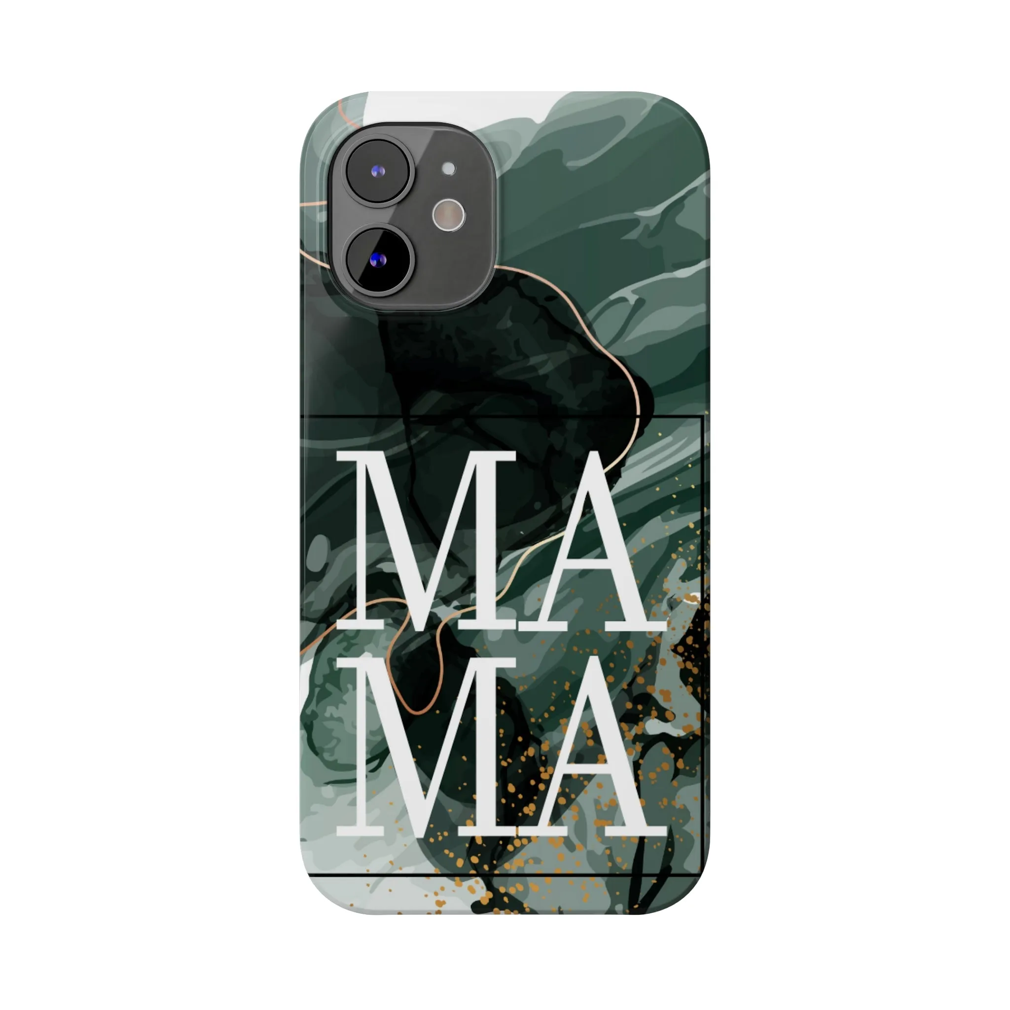 Stylish 'Mama' Black and White Marble Cell Phone Case - Elegant Protective Cover for Moms