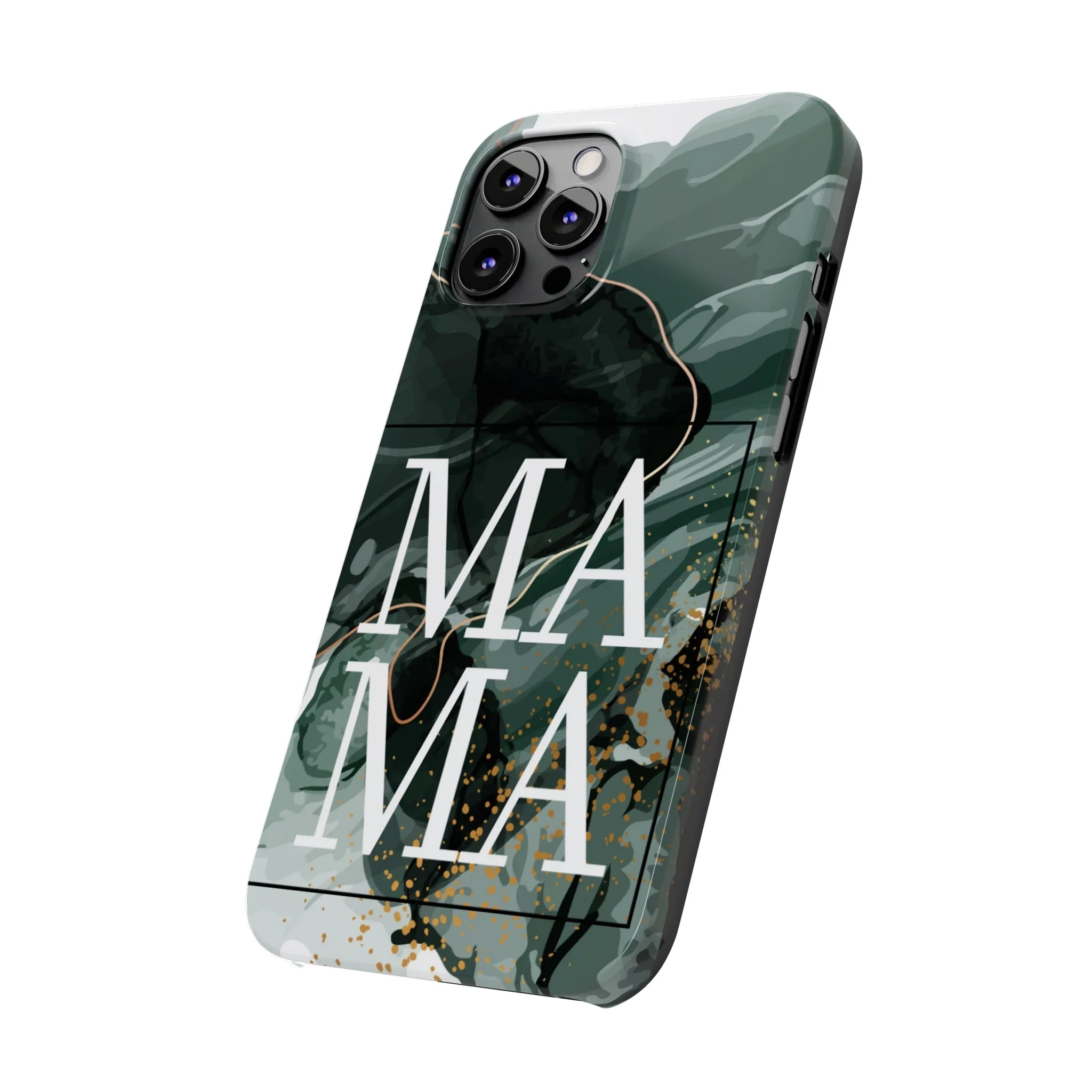 Stylish 'Mama' Black and White Marble Cell Phone Case - Elegant Protective Cover for Moms