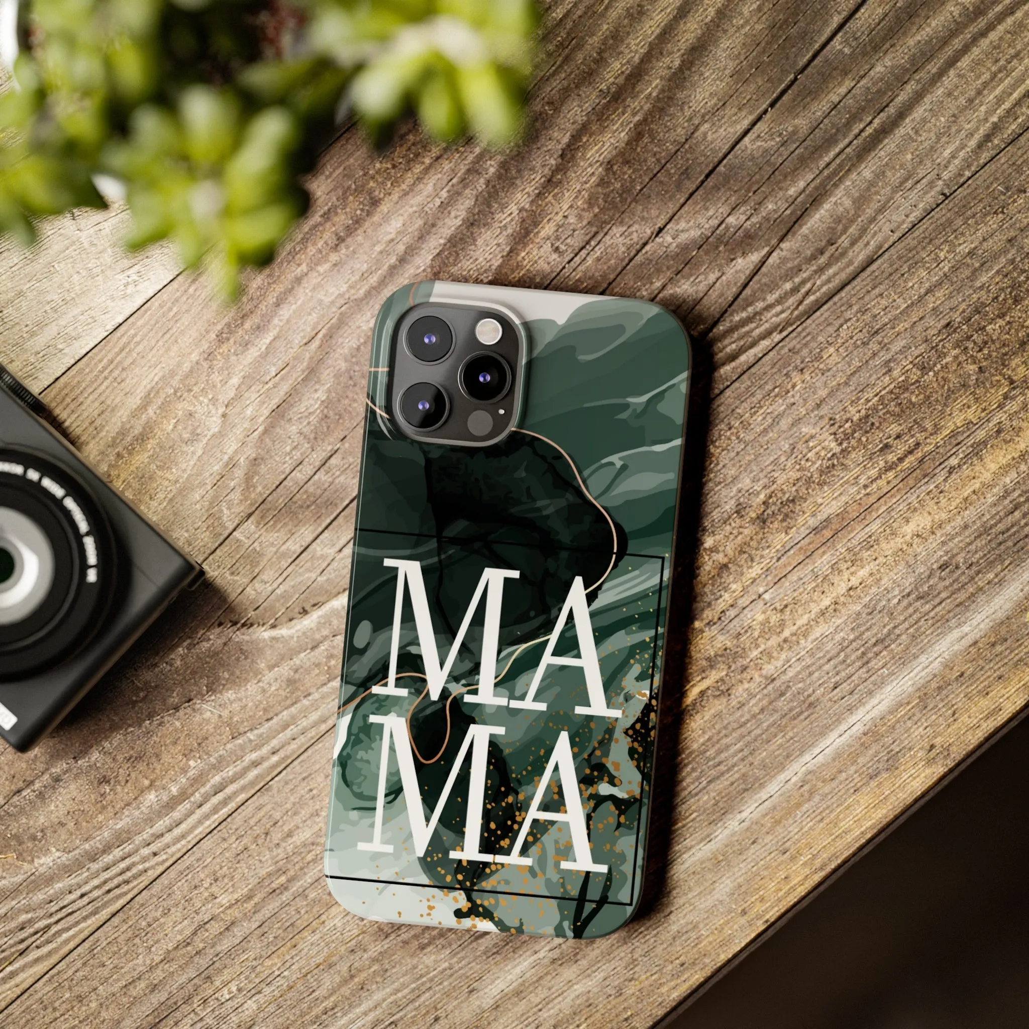 Stylish 'Mama' Black and White Marble Cell Phone Case - Elegant Protective Cover for Moms