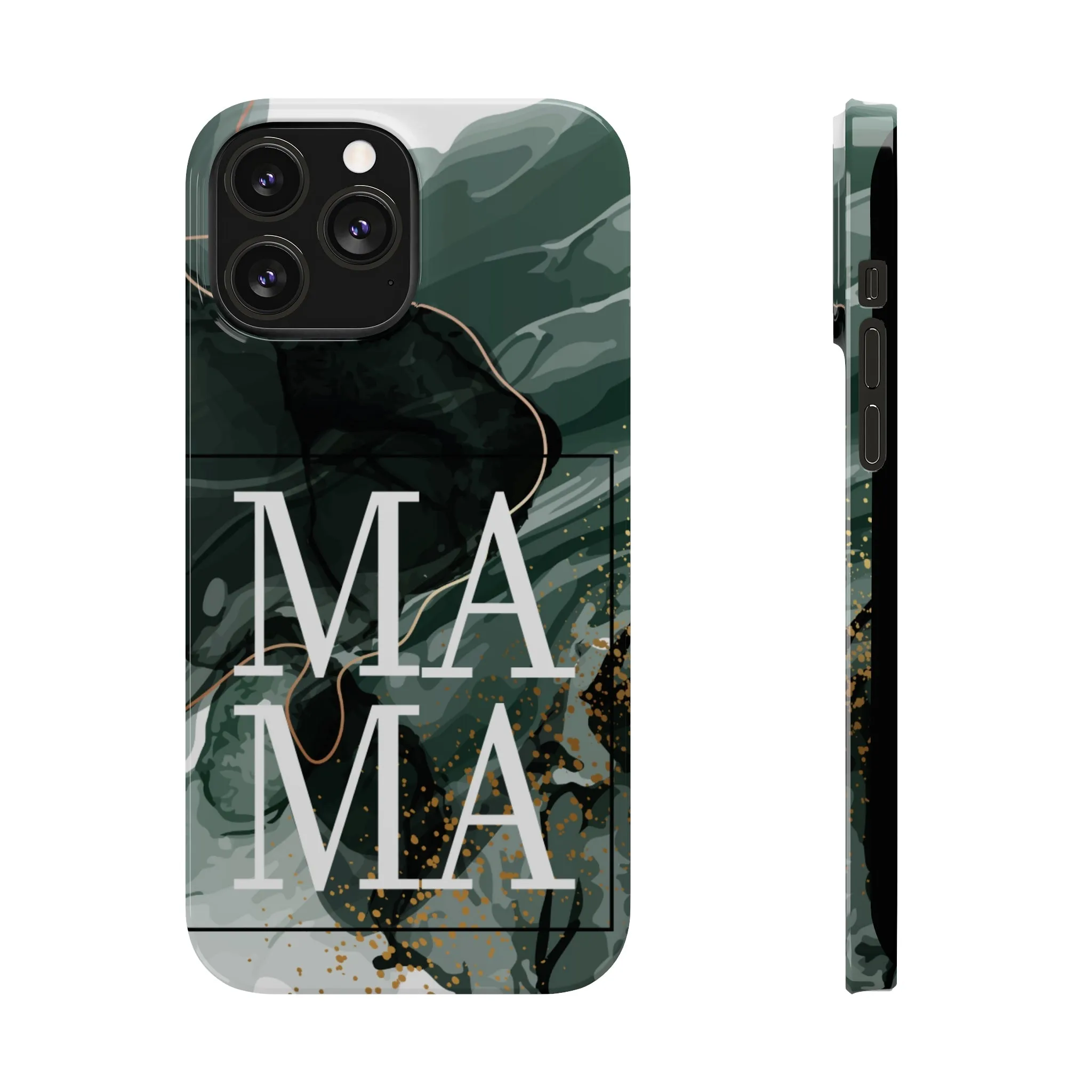 Stylish 'Mama' Black and White Marble Cell Phone Case - Elegant Protective Cover for Moms