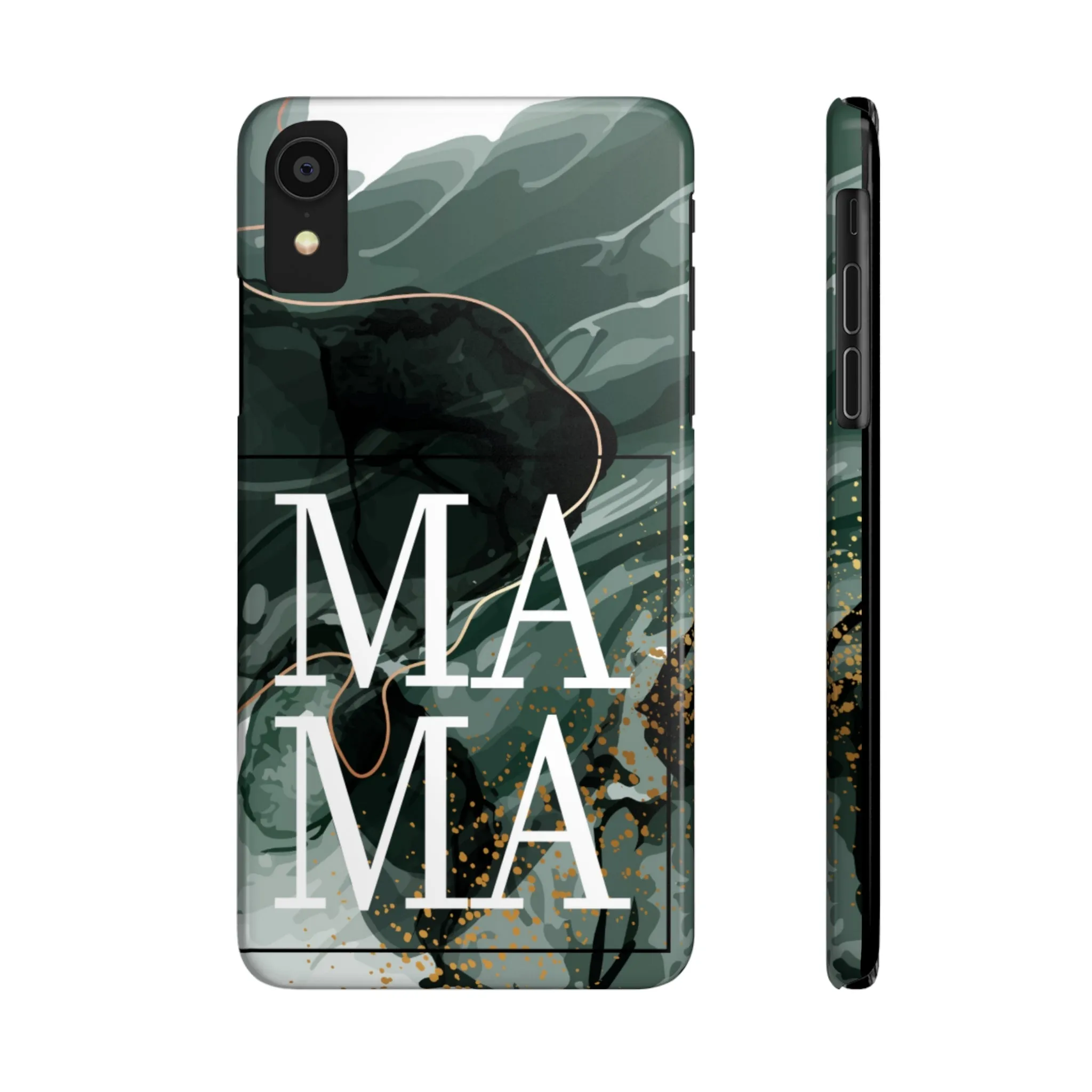 Stylish 'Mama' Black and White Marble Cell Phone Case - Elegant Protective Cover for Moms
