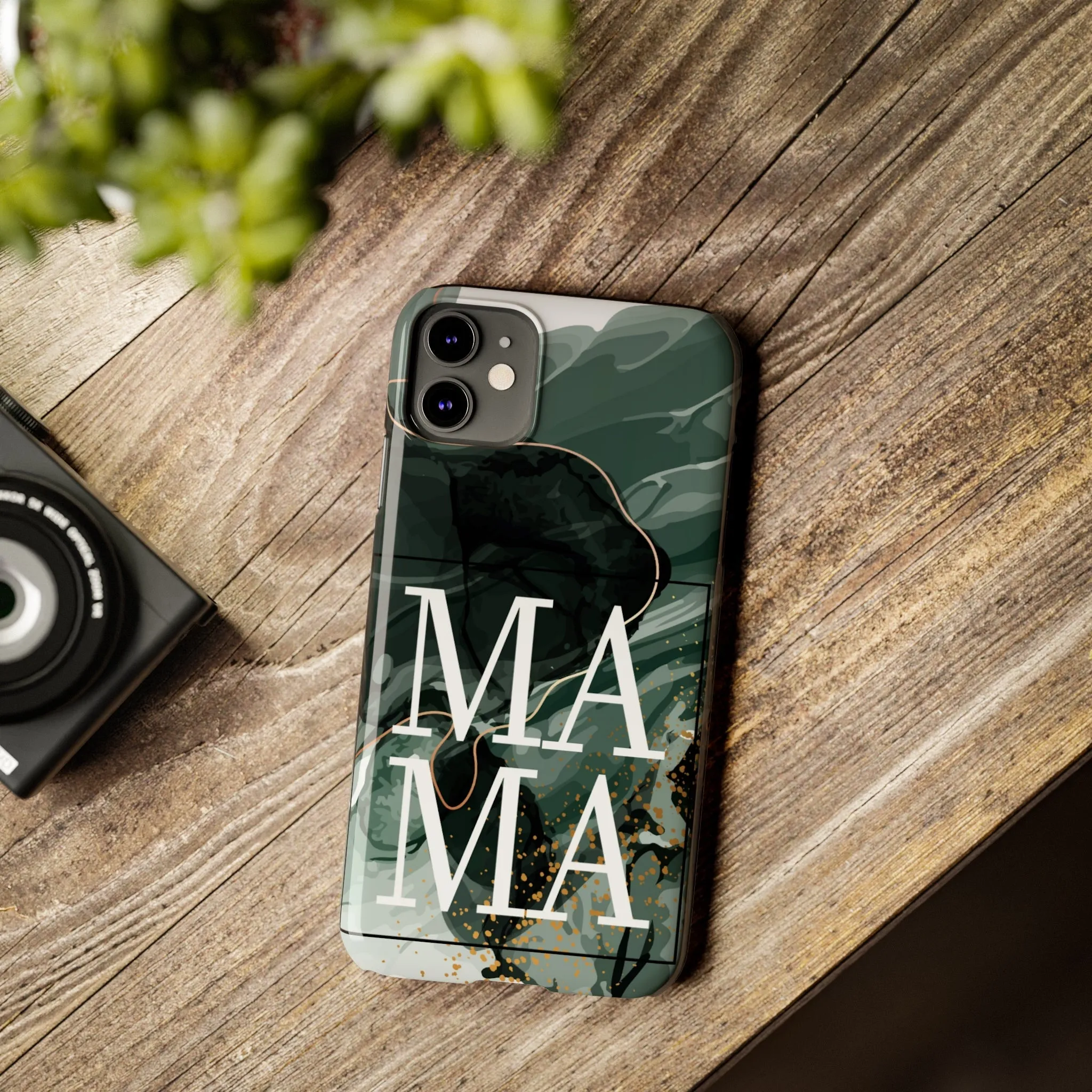 Stylish 'Mama' Black and White Marble Cell Phone Case - Elegant Protective Cover for Moms