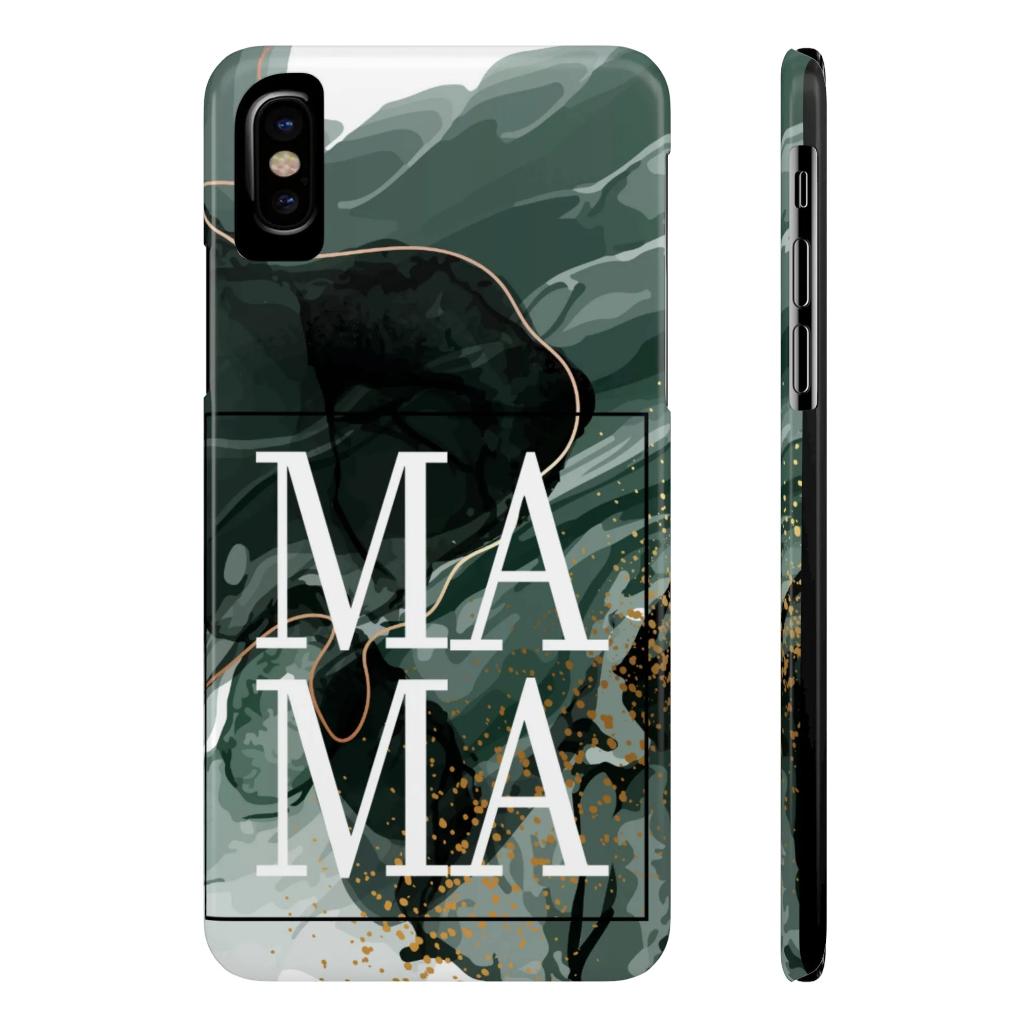 Stylish 'Mama' Black and White Marble Cell Phone Case - Elegant Protective Cover for Moms