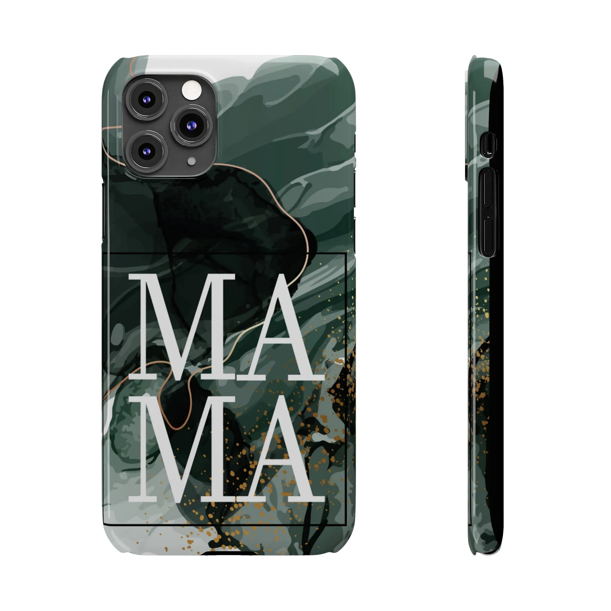 Stylish 'Mama' Black and White Marble Cell Phone Case - Elegant Protective Cover for Moms