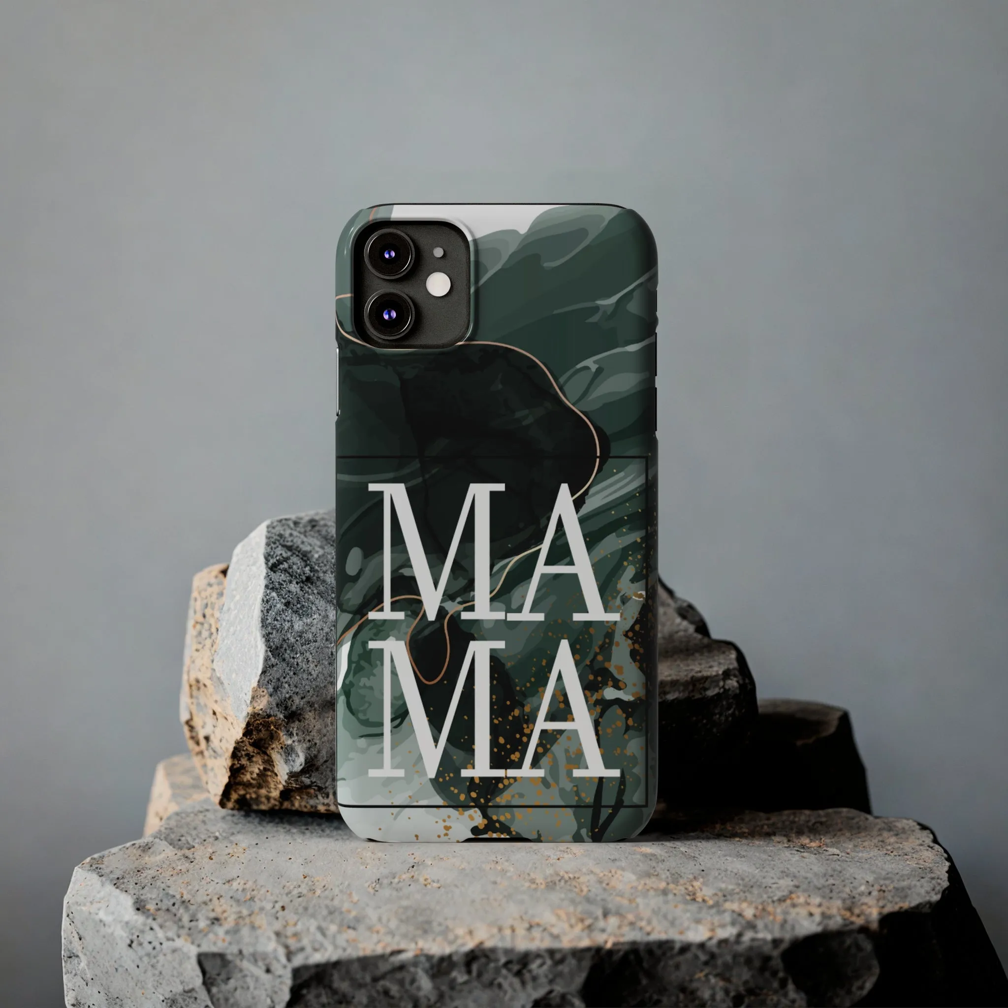 Stylish 'Mama' Black and White Marble Cell Phone Case - Elegant Protective Cover for Moms