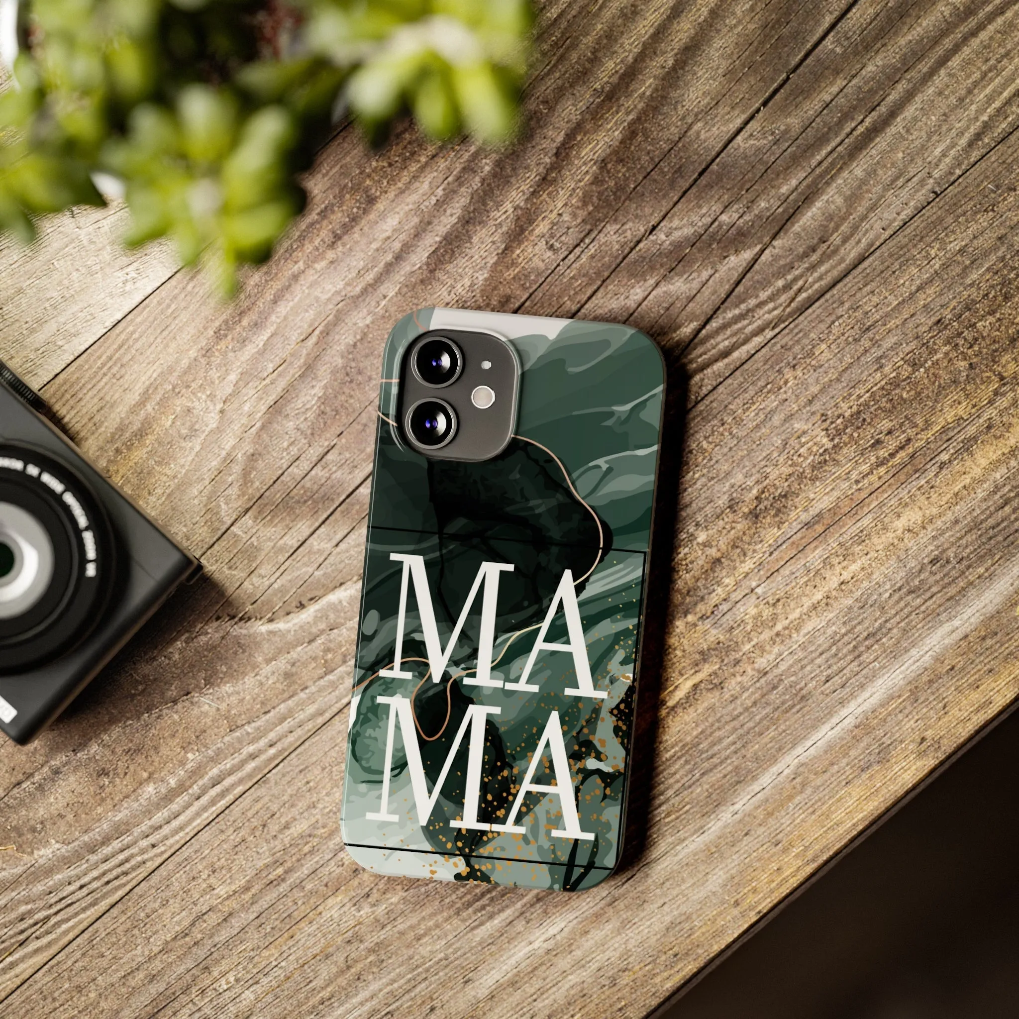 Stylish 'Mama' Black and White Marble Cell Phone Case - Elegant Protective Cover for Moms