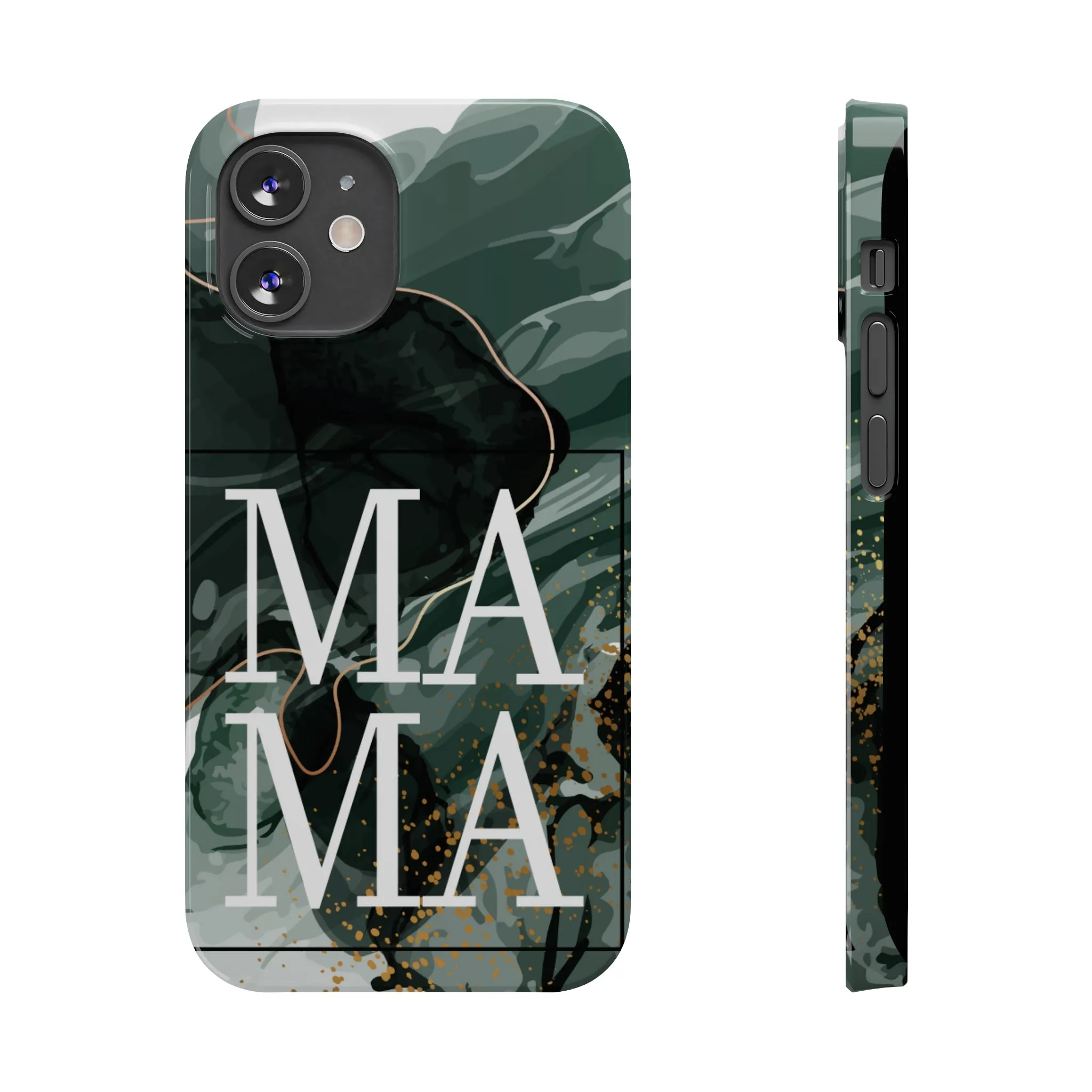 Stylish 'Mama' Black and White Marble Cell Phone Case - Elegant Protective Cover for Moms