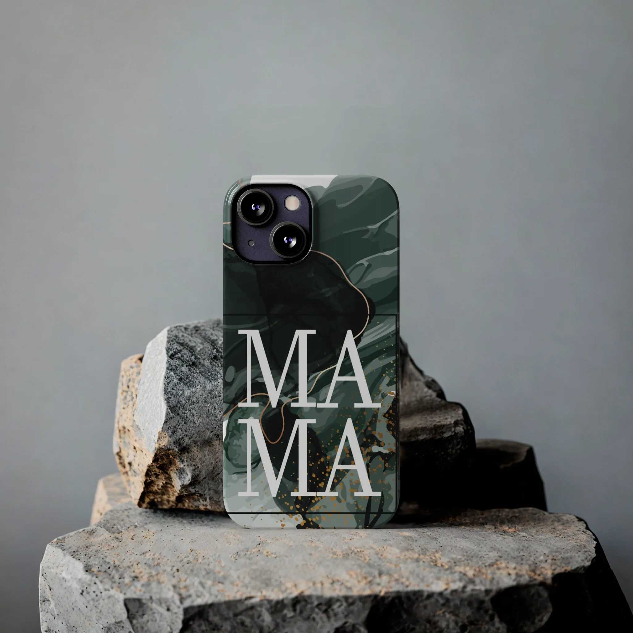 Stylish 'Mama' Black and White Marble Cell Phone Case - Elegant Protective Cover for Moms