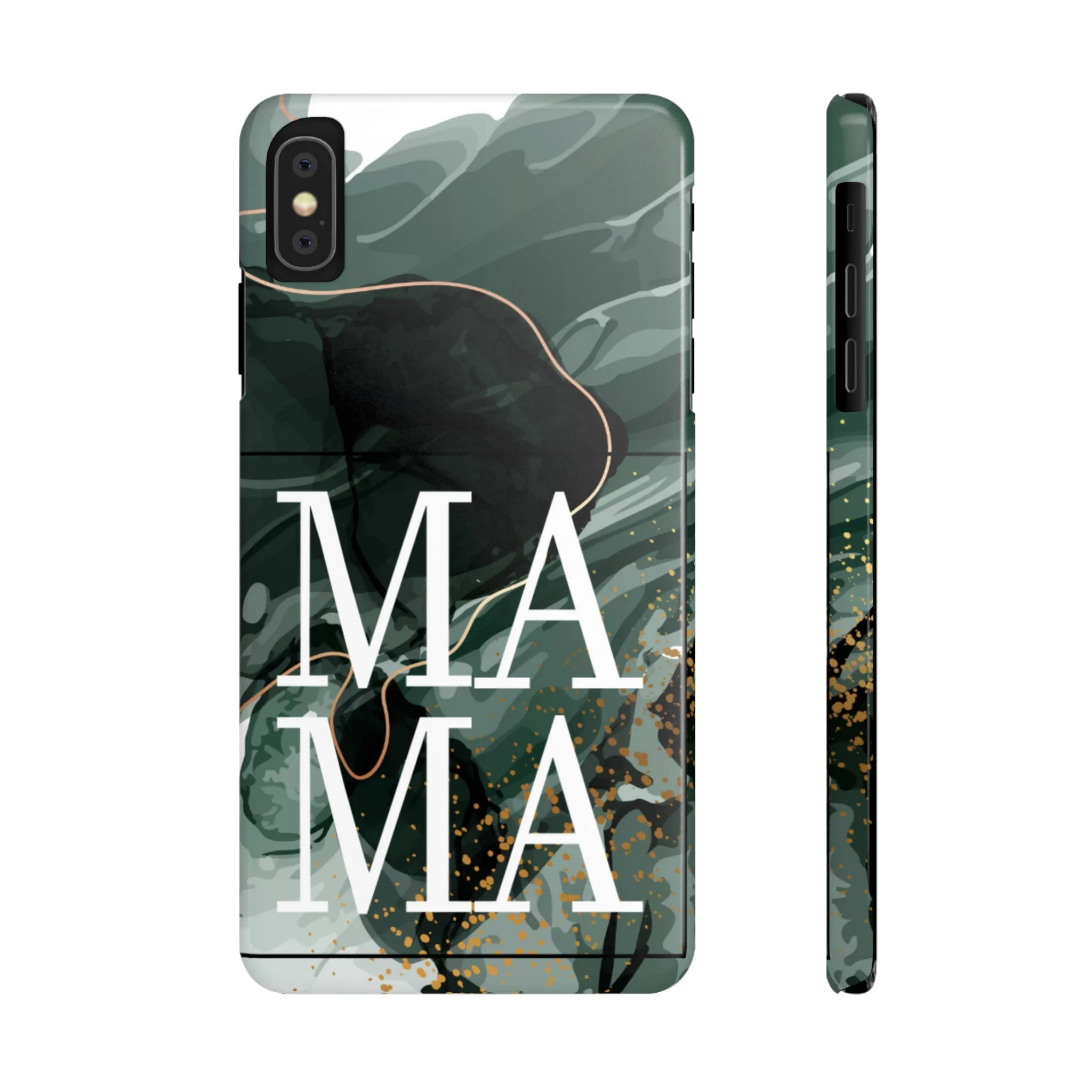Stylish 'Mama' Black and White Marble Cell Phone Case - Elegant Protective Cover for Moms