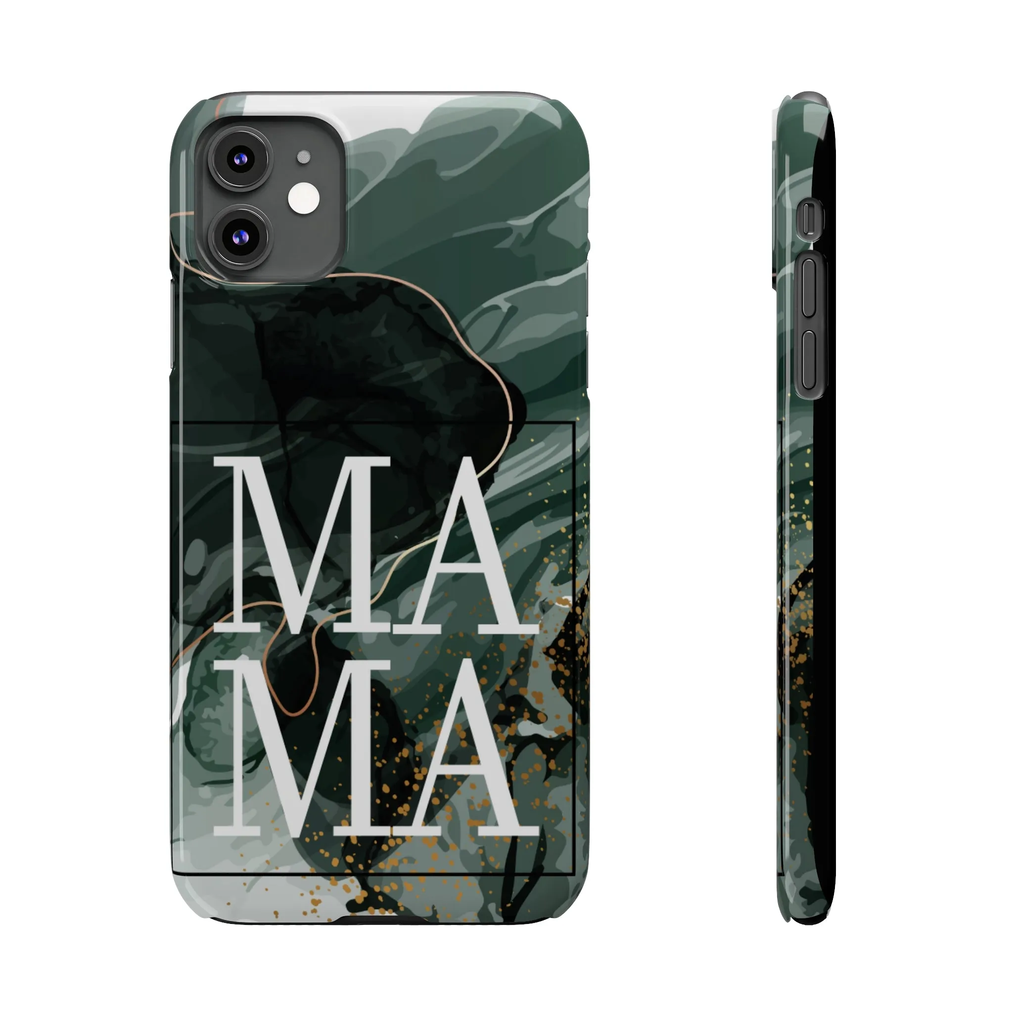 Stylish 'Mama' Black and White Marble Cell Phone Case - Elegant Protective Cover for Moms