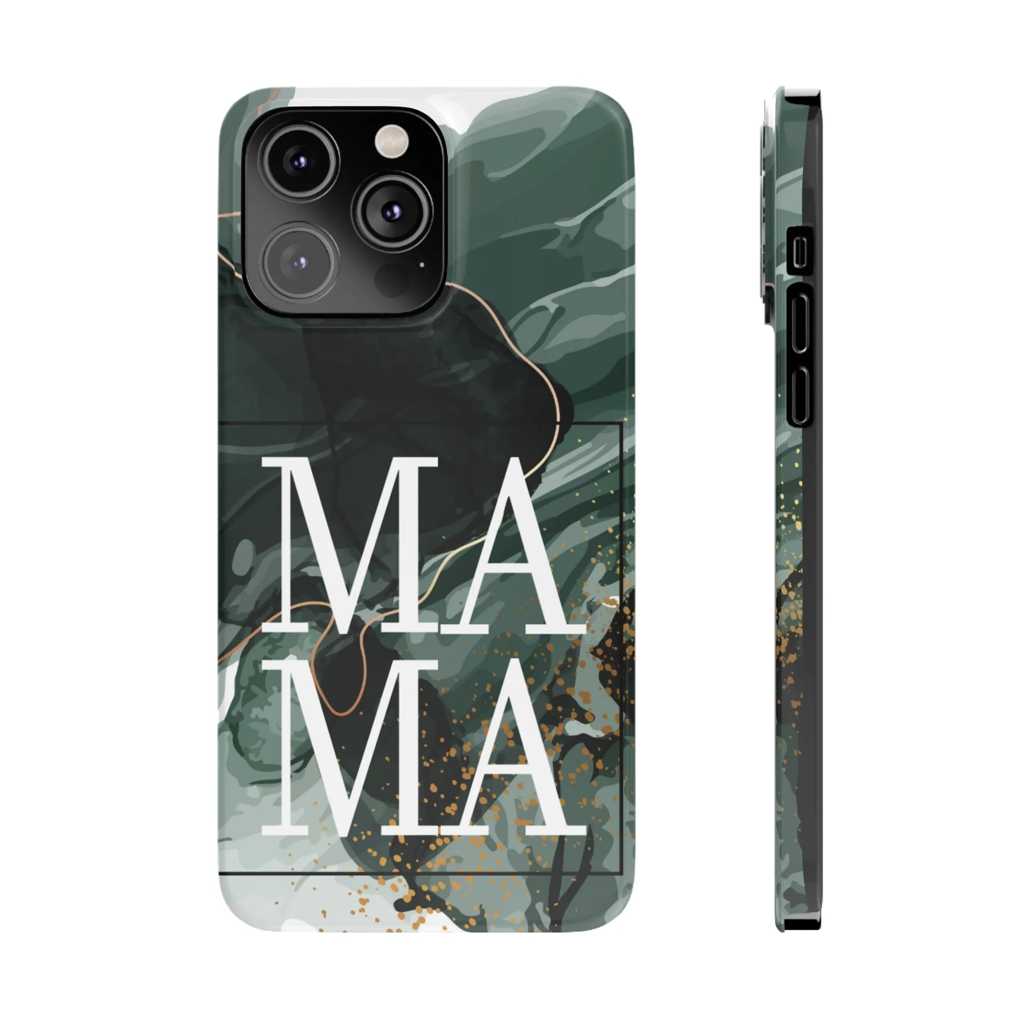 Stylish 'Mama' Black and White Marble Cell Phone Case - Elegant Protective Cover for Moms