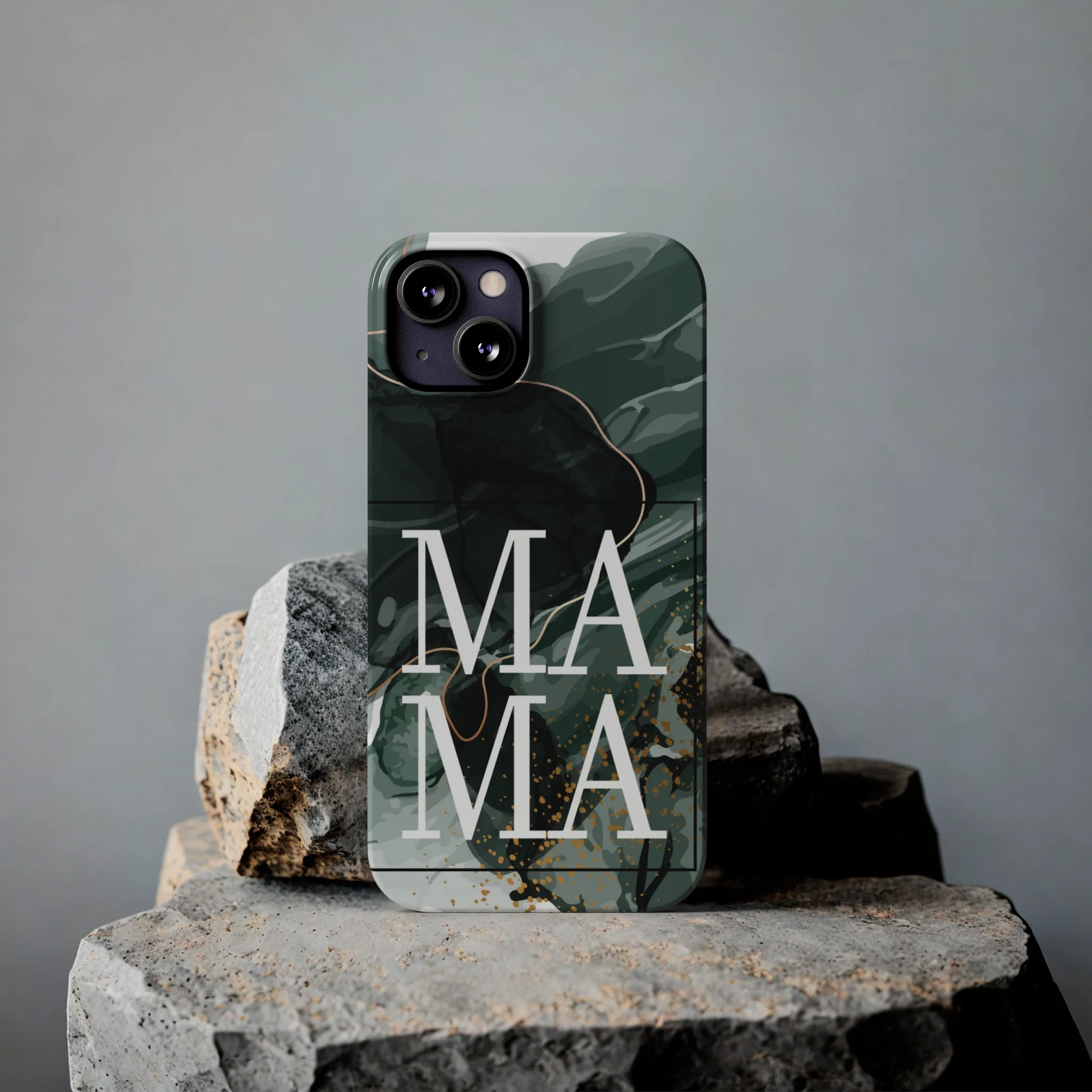 Stylish 'Mama' Black and White Marble Cell Phone Case - Elegant Protective Cover for Moms