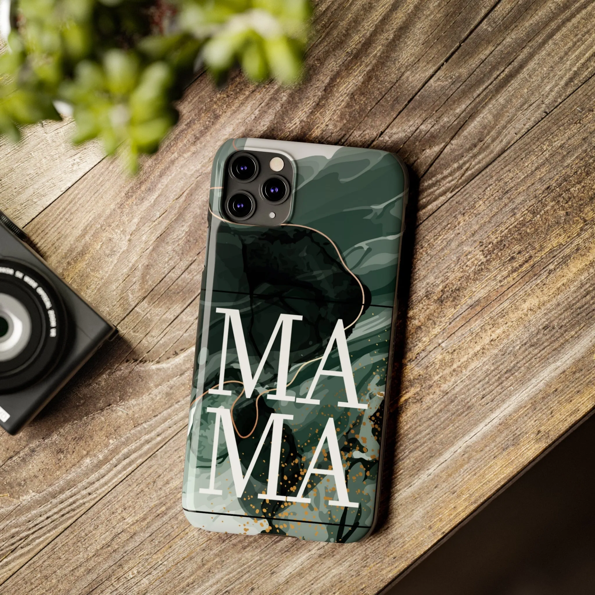 Stylish 'Mama' Black and White Marble Cell Phone Case - Elegant Protective Cover for Moms