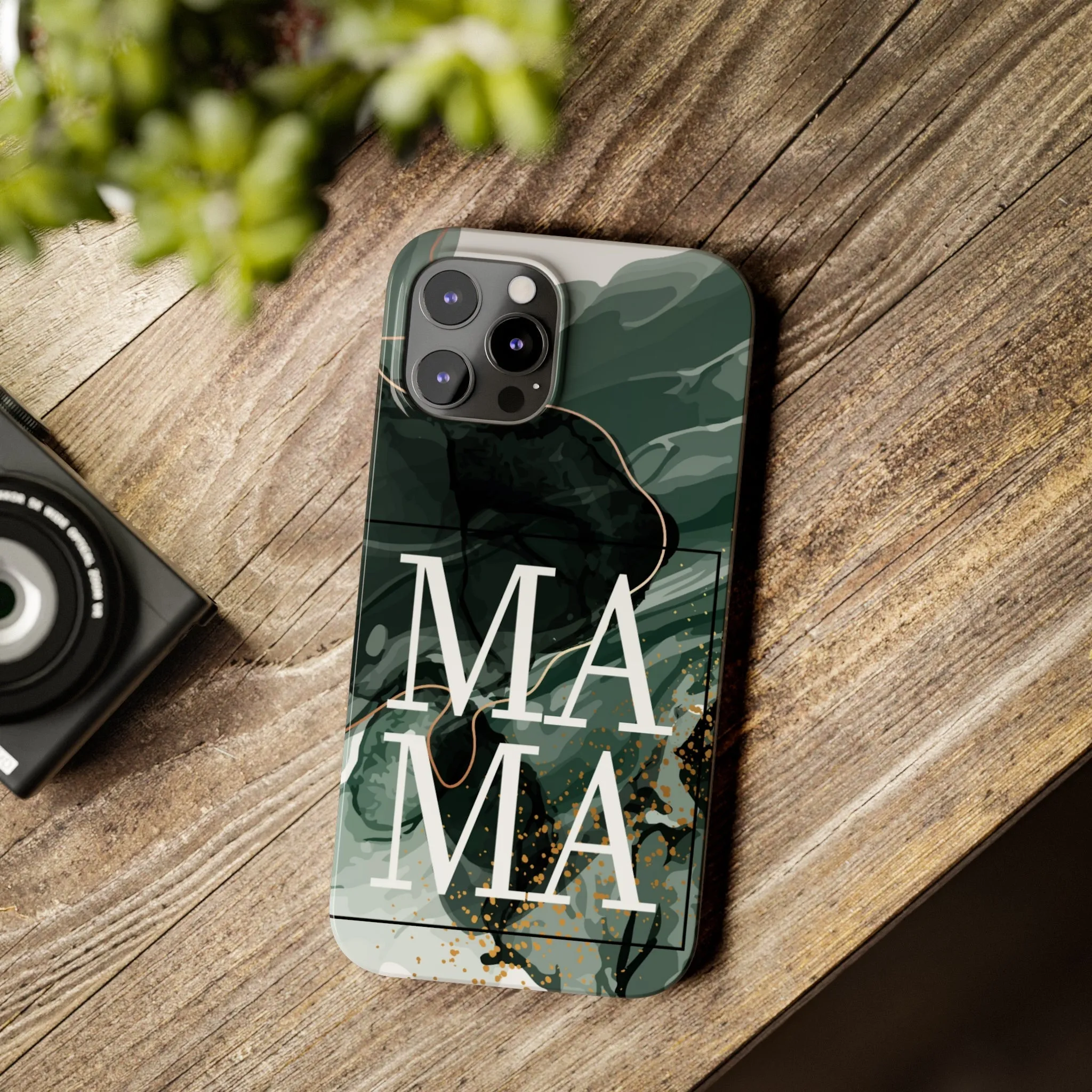 Stylish 'Mama' Black and White Marble Cell Phone Case - Elegant Protective Cover for Moms